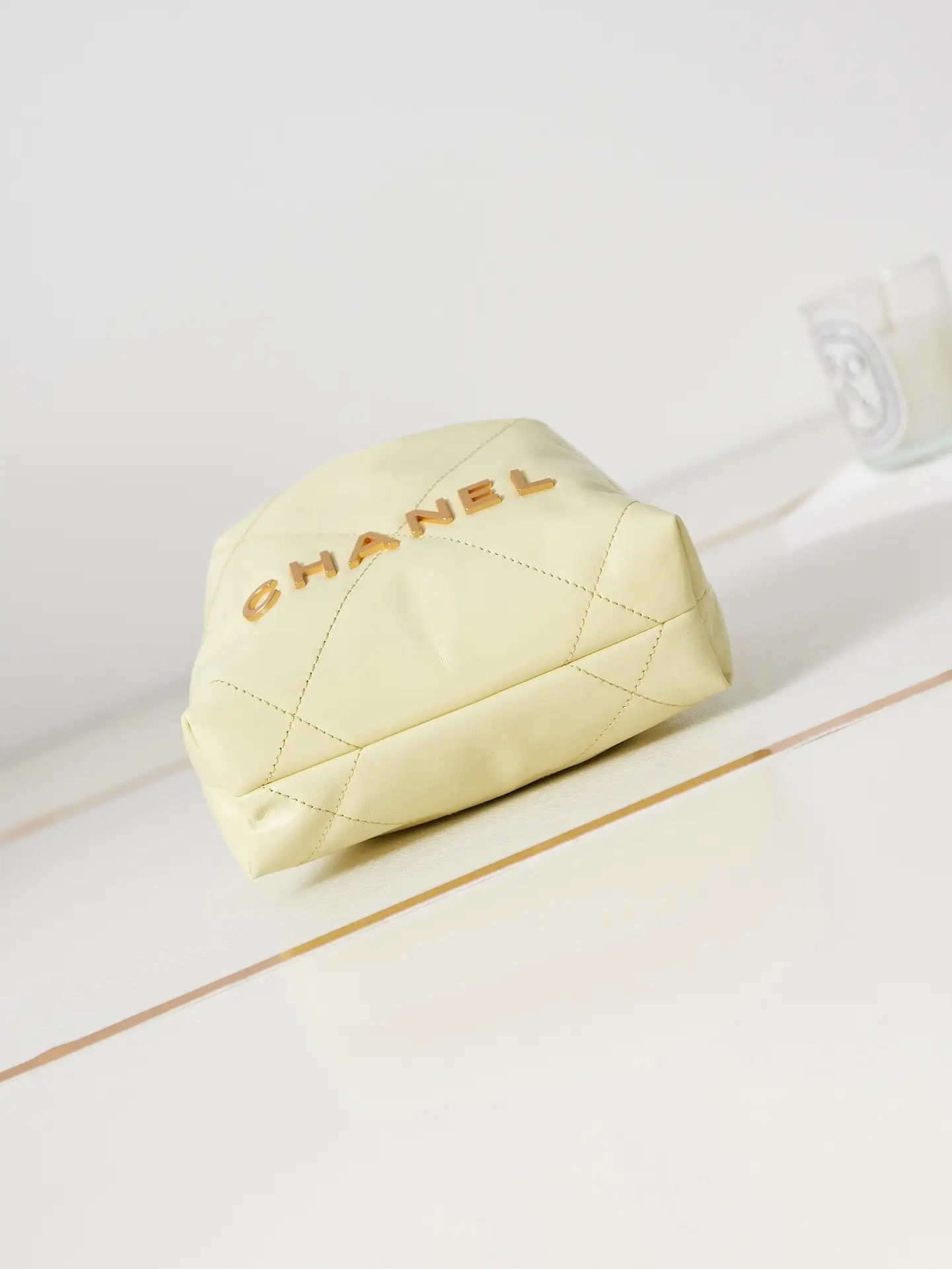 Chanel 22 Mini Handbag AS3980 Light Yellow
