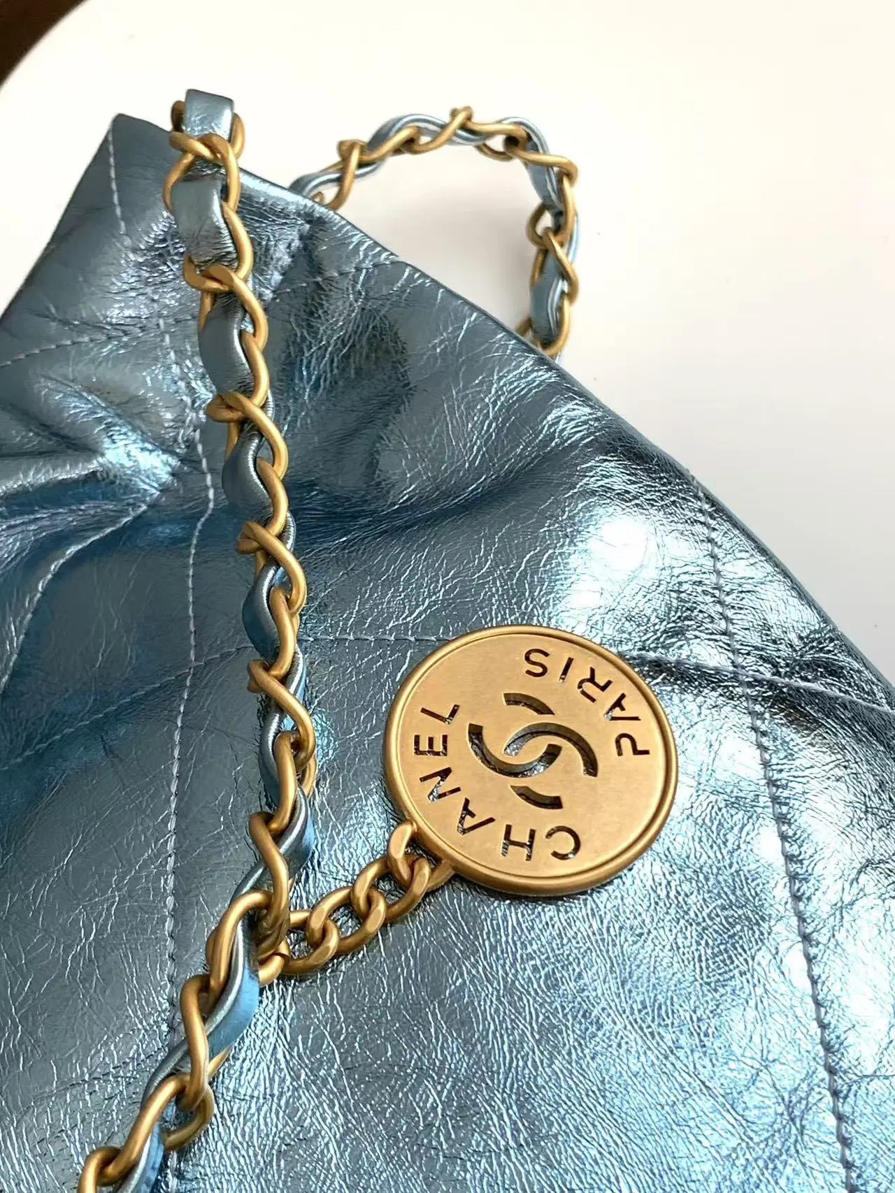 Chanel 22 Small Handbag AS3260 Blue