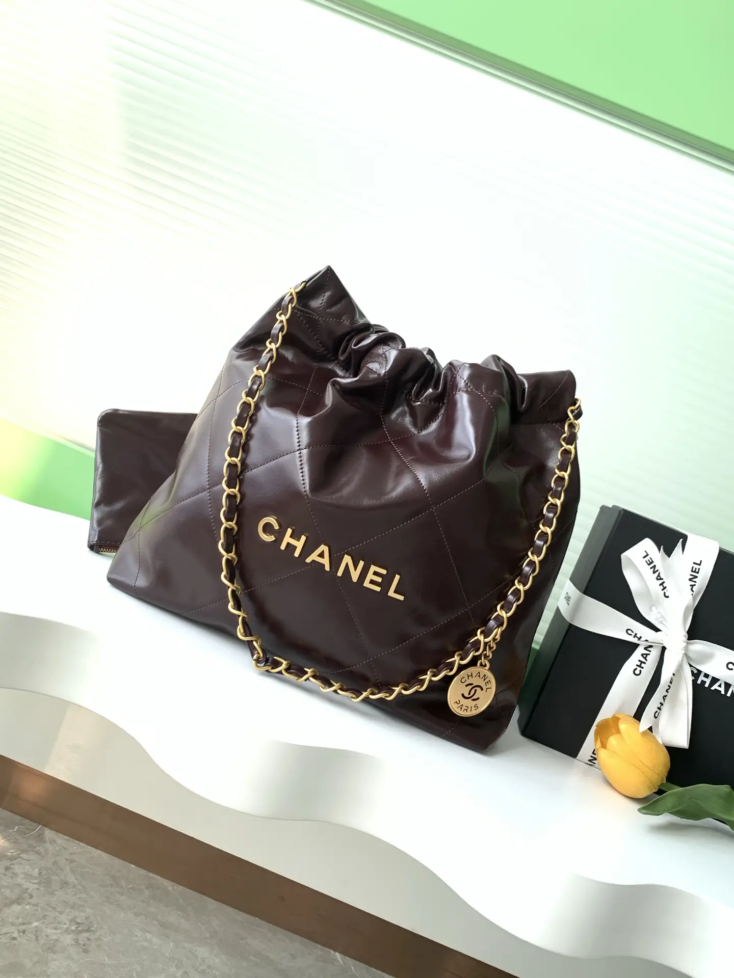 Chanel 22 Small Handbag AS3260 Burgundy