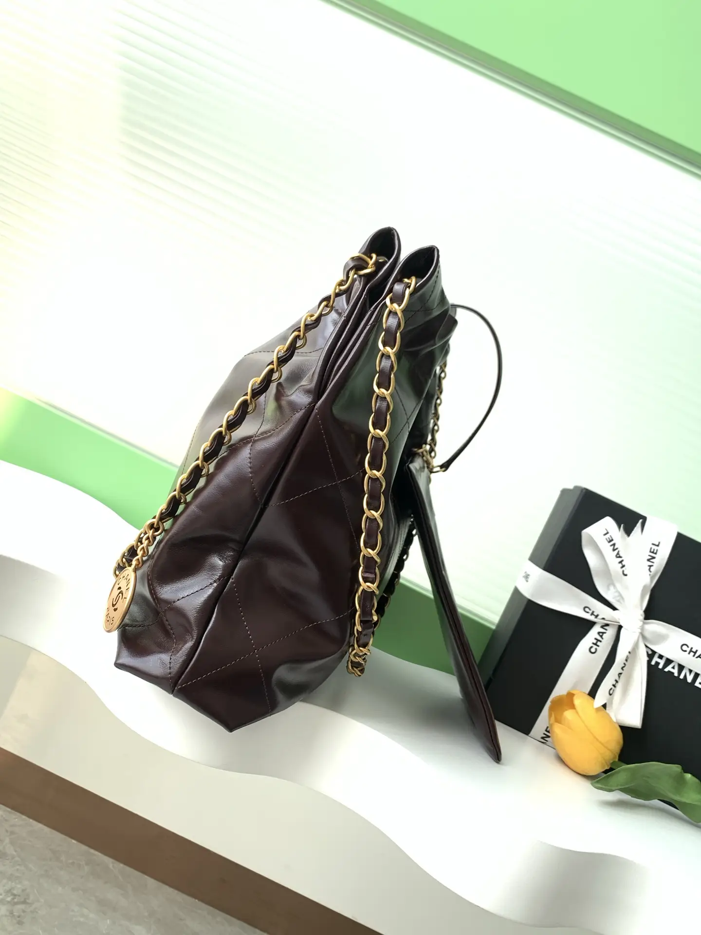 Chanel 22 Small Handbag AS3260 Burgundy