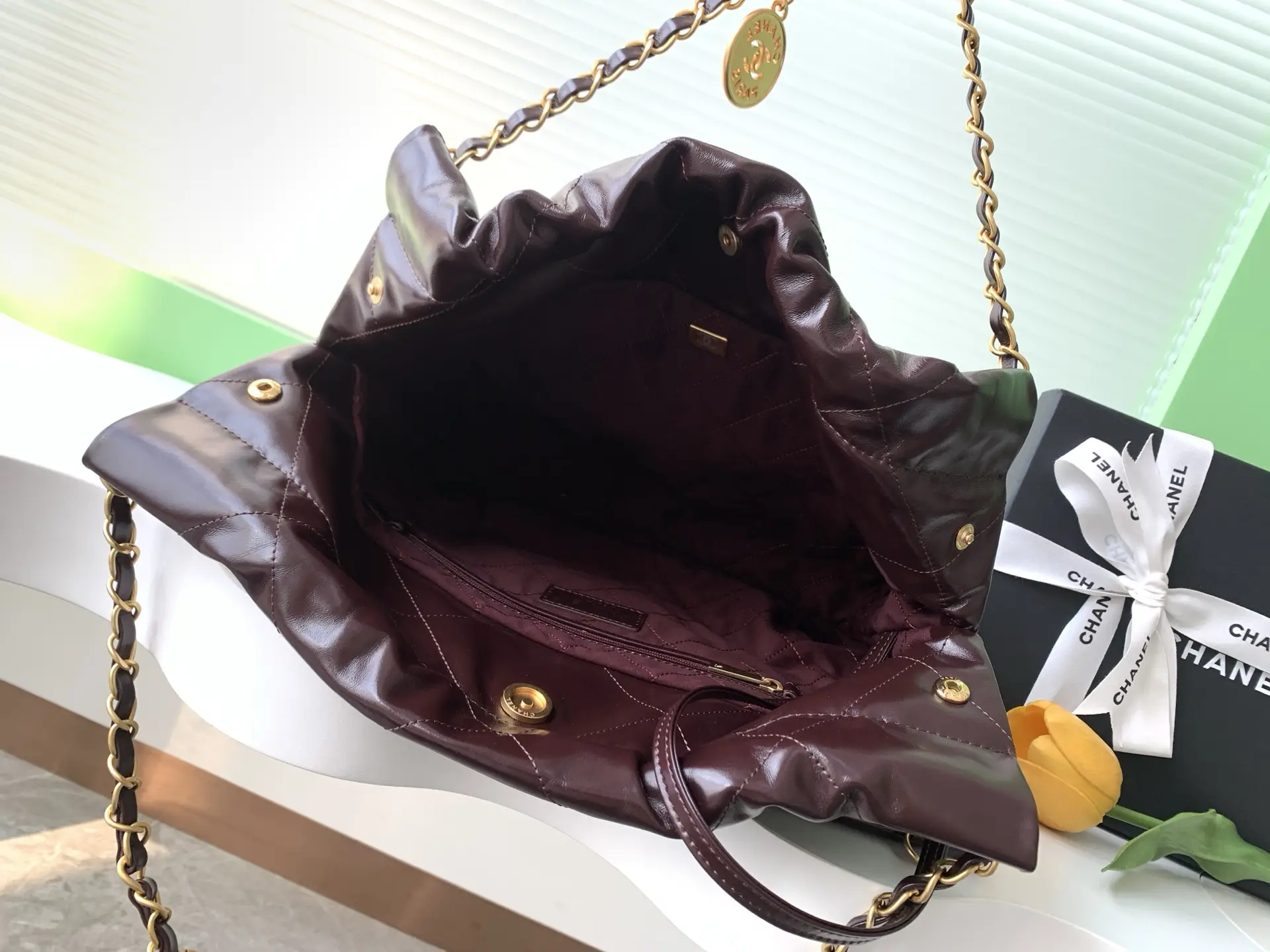 Chanel 22 Small Handbag AS3260 Burgundy