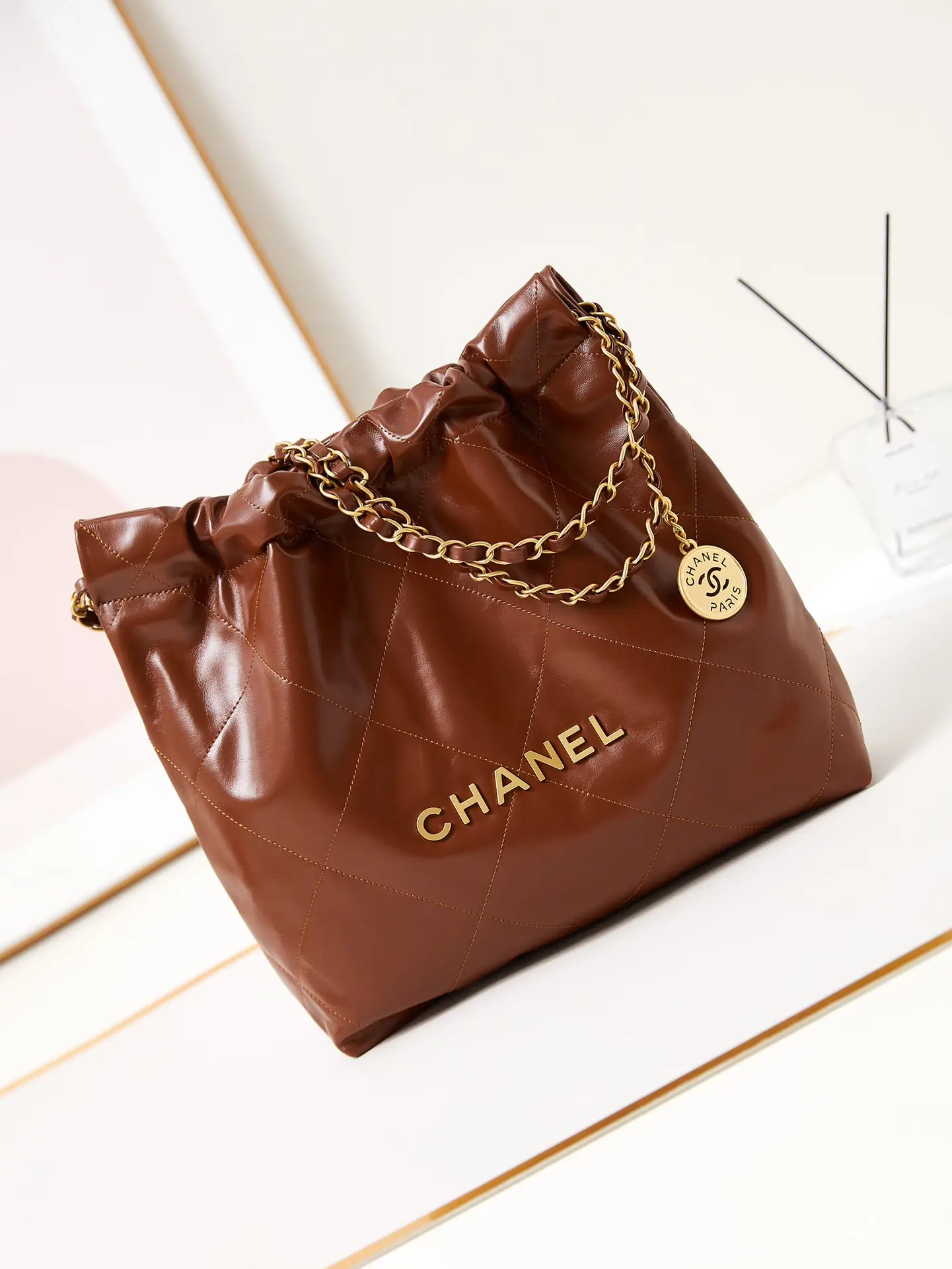 Chanel 22 Small Handbag AS3260 Caramel