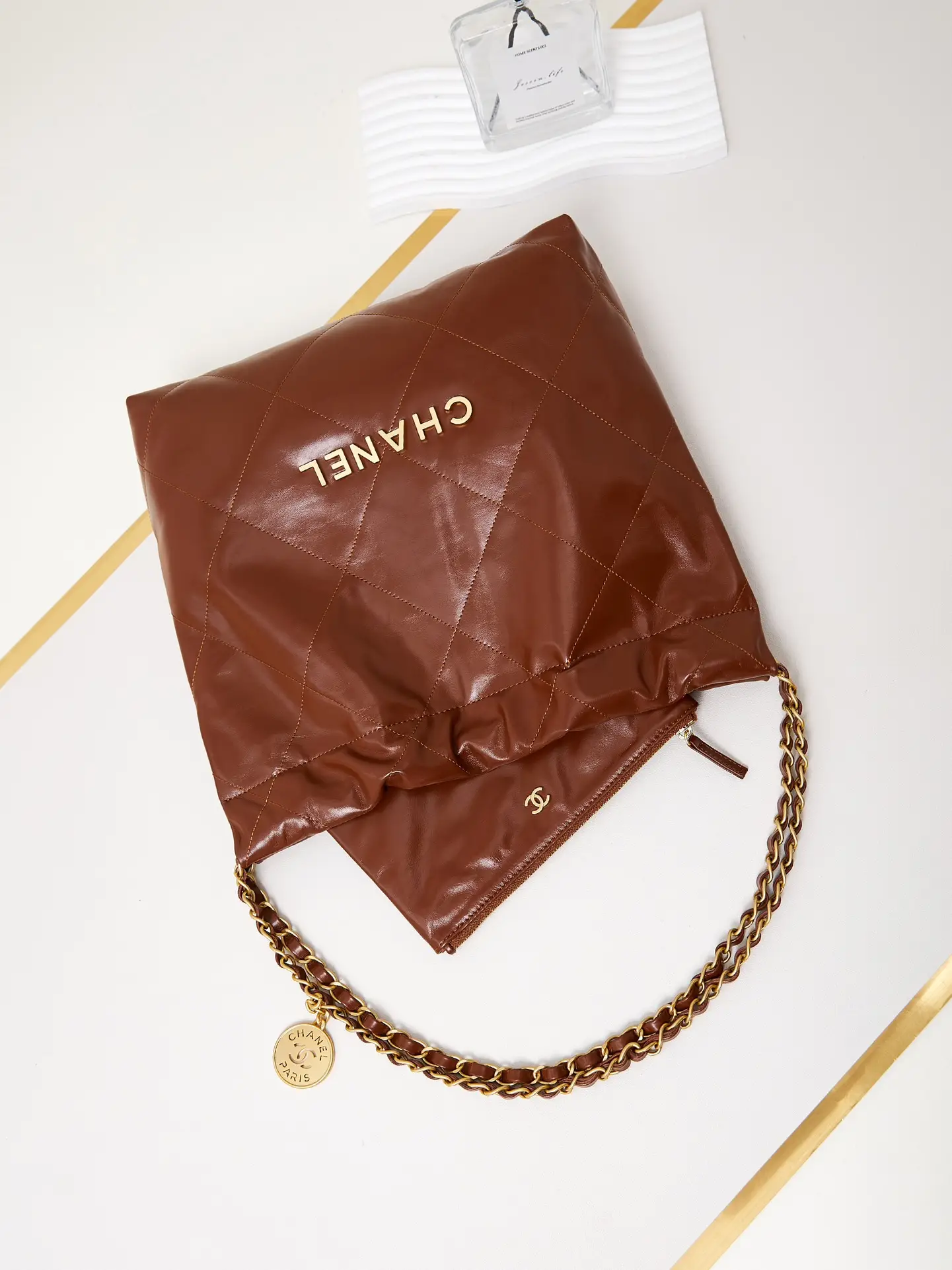 Chanel 22 Small Handbag AS3260 Caramel