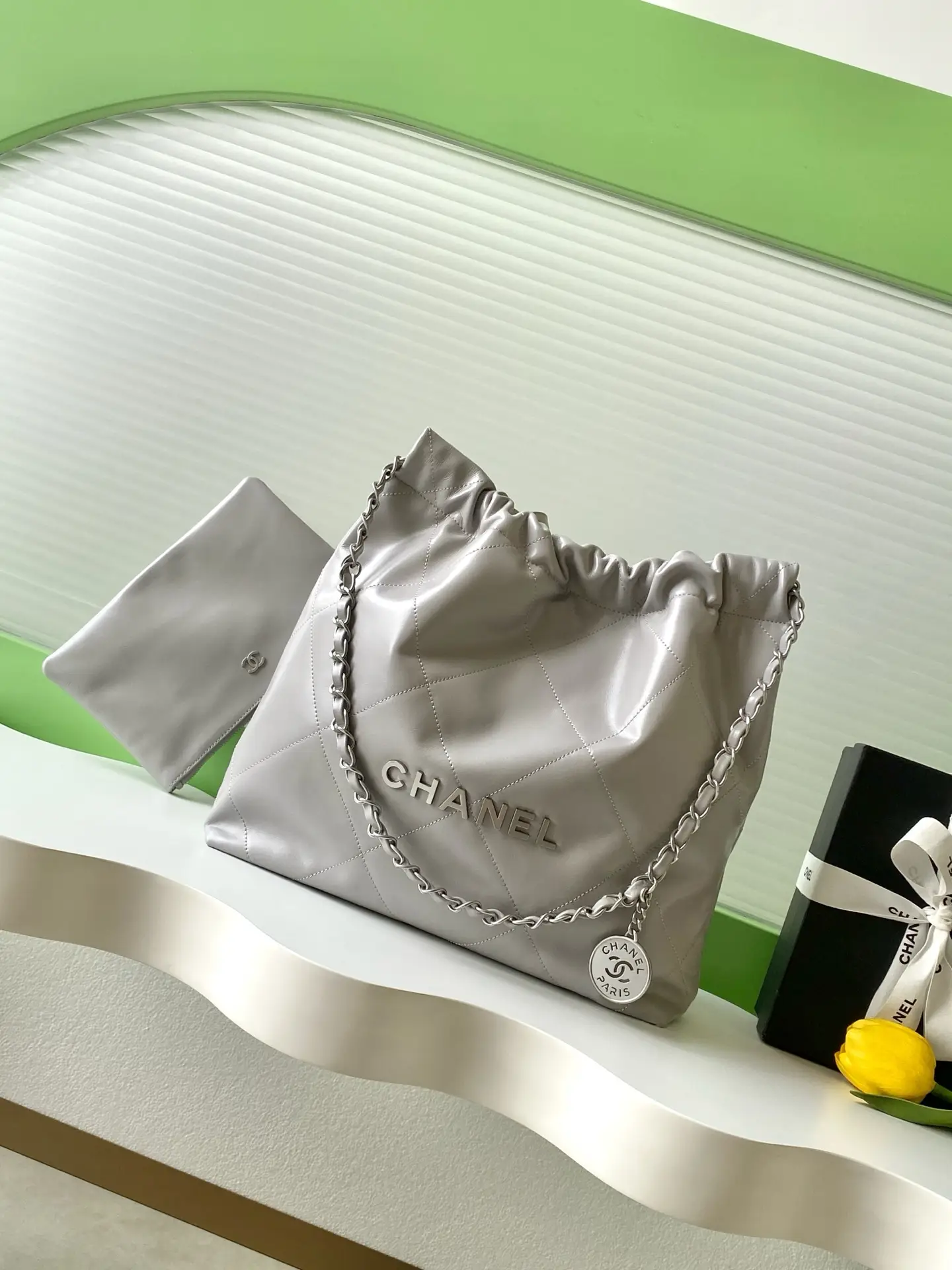 Chanel 22 Small Handbag AS3260 Gray