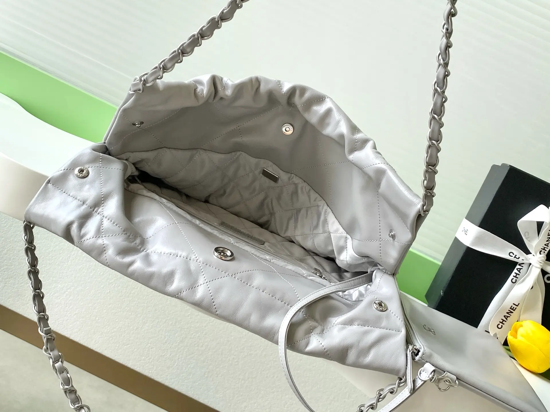 Chanel 22 Small Handbag AS3260 Gray