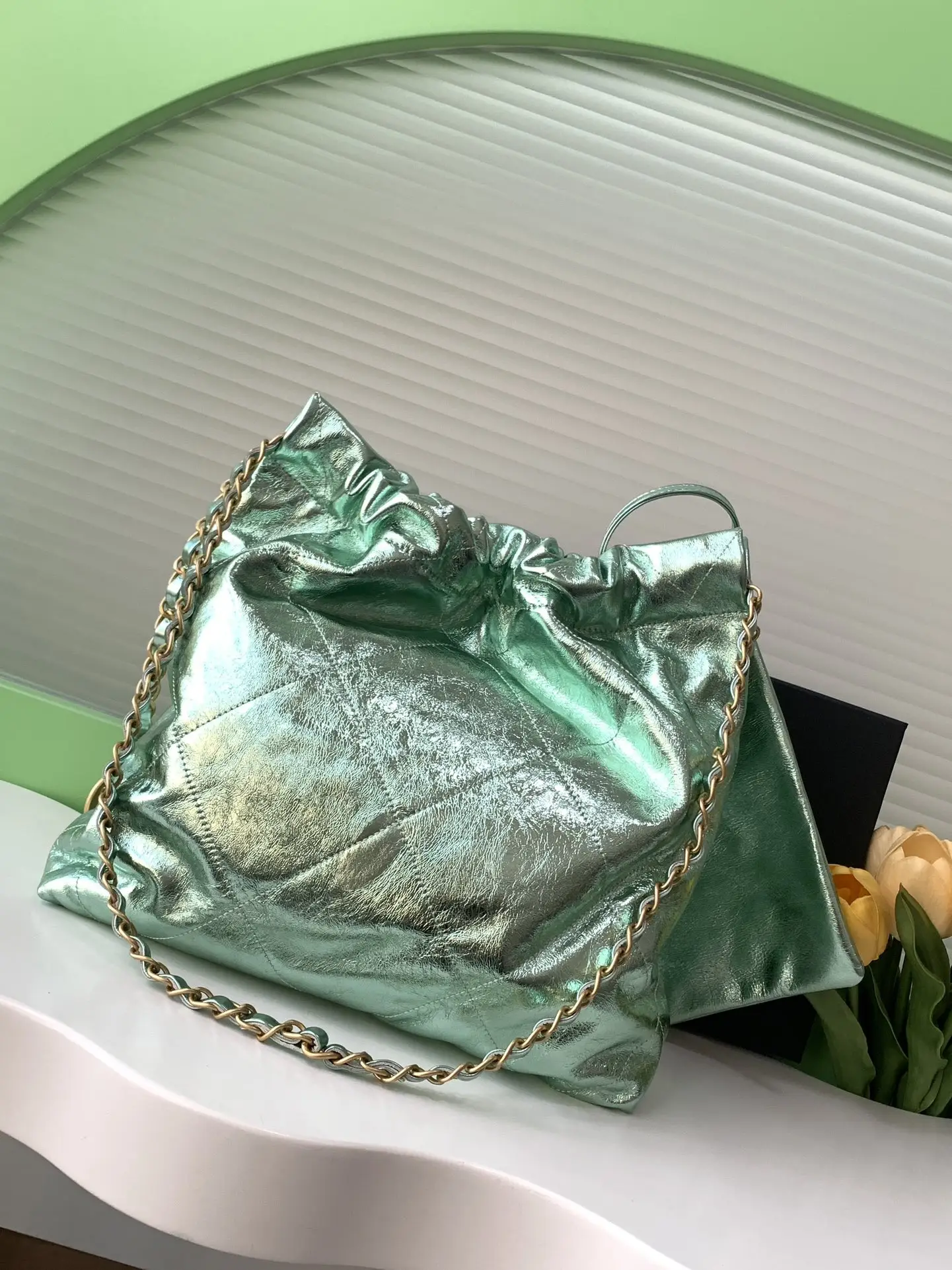 Chanel 22 Small Handbag AS3260 Green