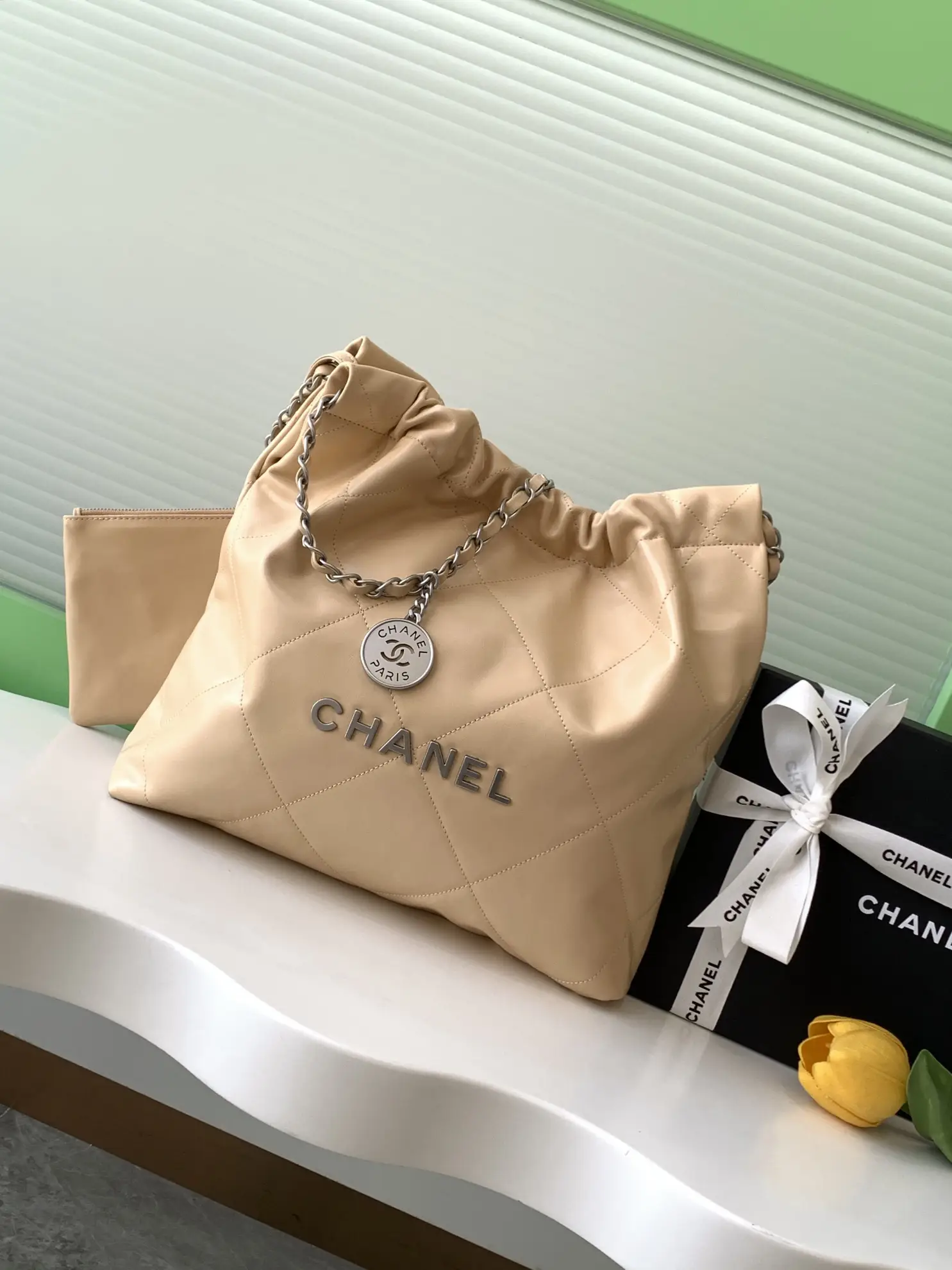 Chanel 22 Small Handbag AS3260 Light Orange