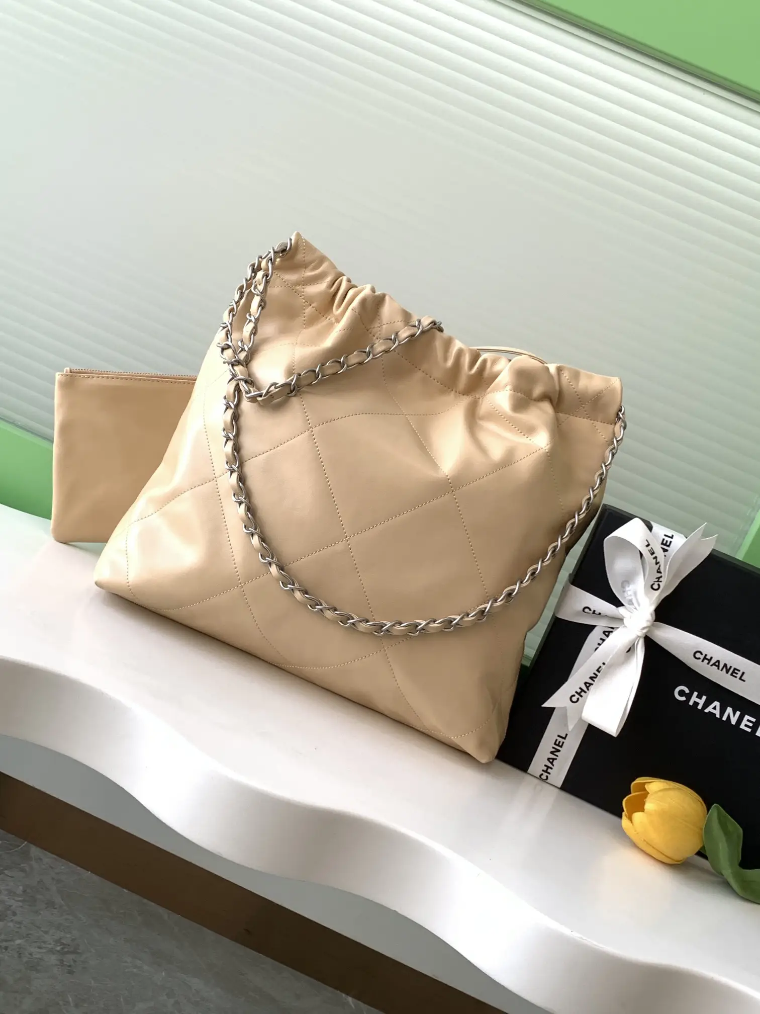 Chanel 22 Small Handbag AS3260 Light Orange