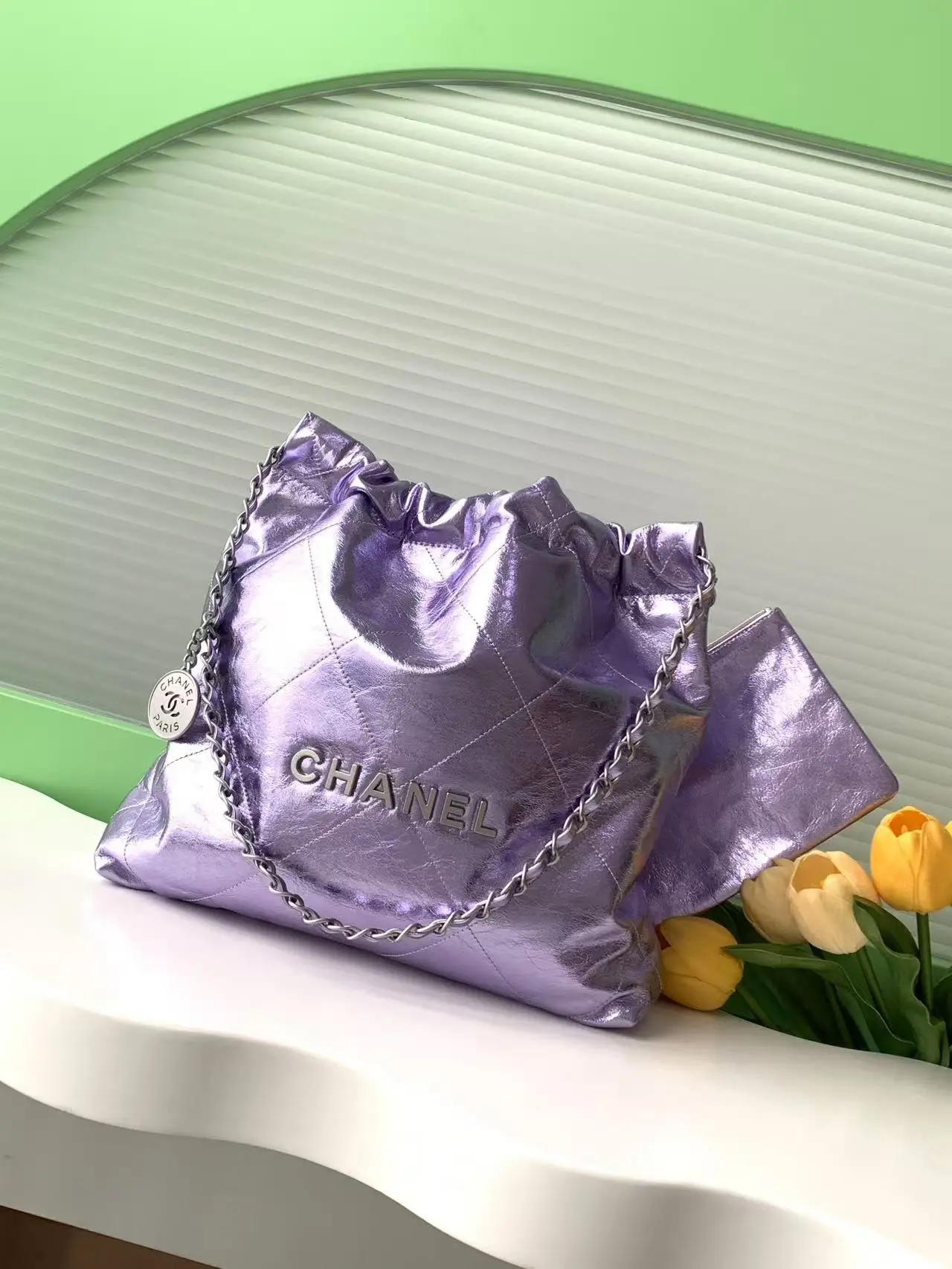 Chanel 22 Small Handbag AS3260 Purple