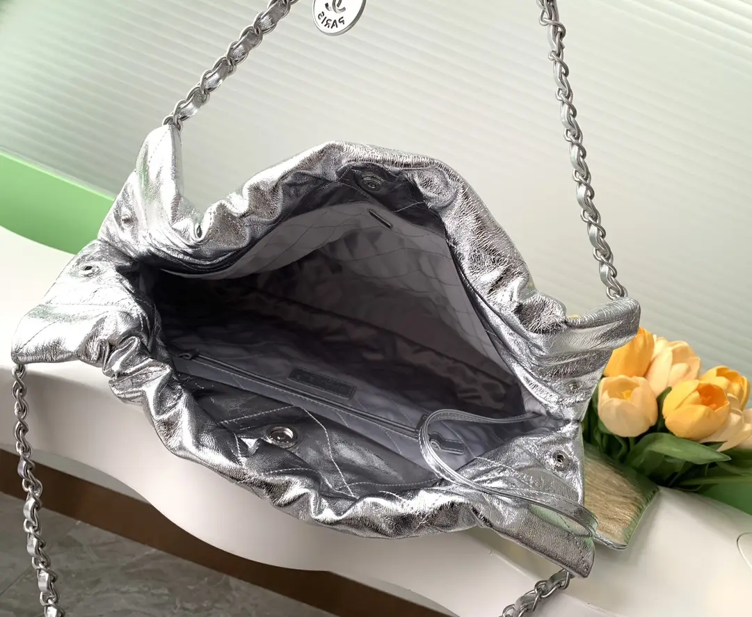Chanel 22 Small Handbag AS3260 Sliver