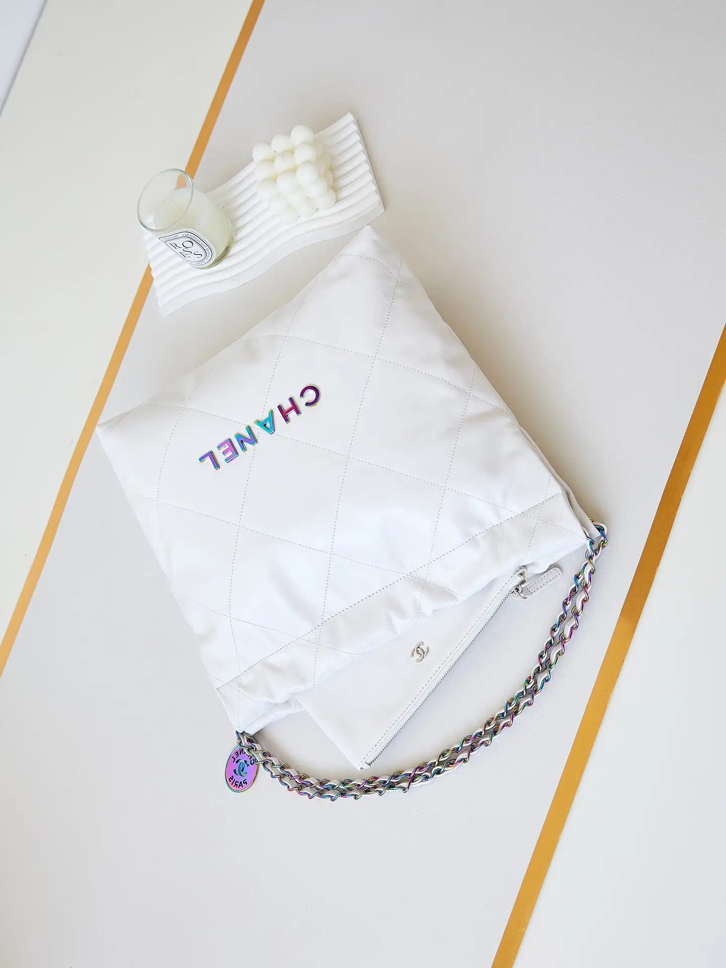 Chanel 22 Small Handbag AS3260 White