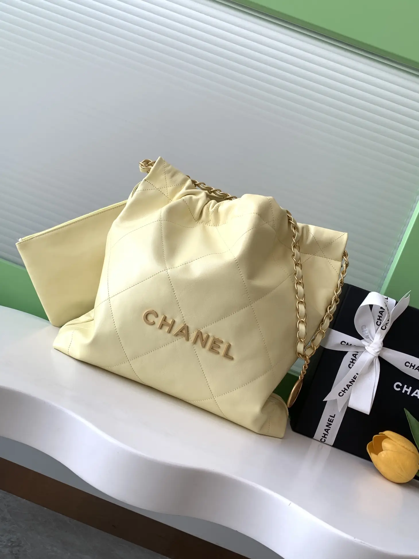Chanel 22 Small Handbag AS3260 Yellow