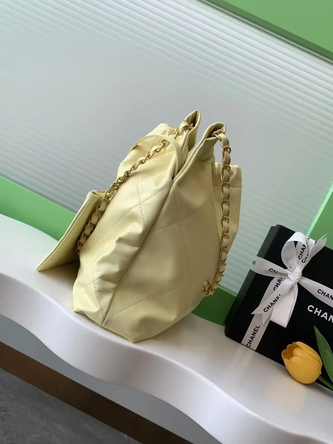 Chanel 22 Small Handbag AS3260 Yellow