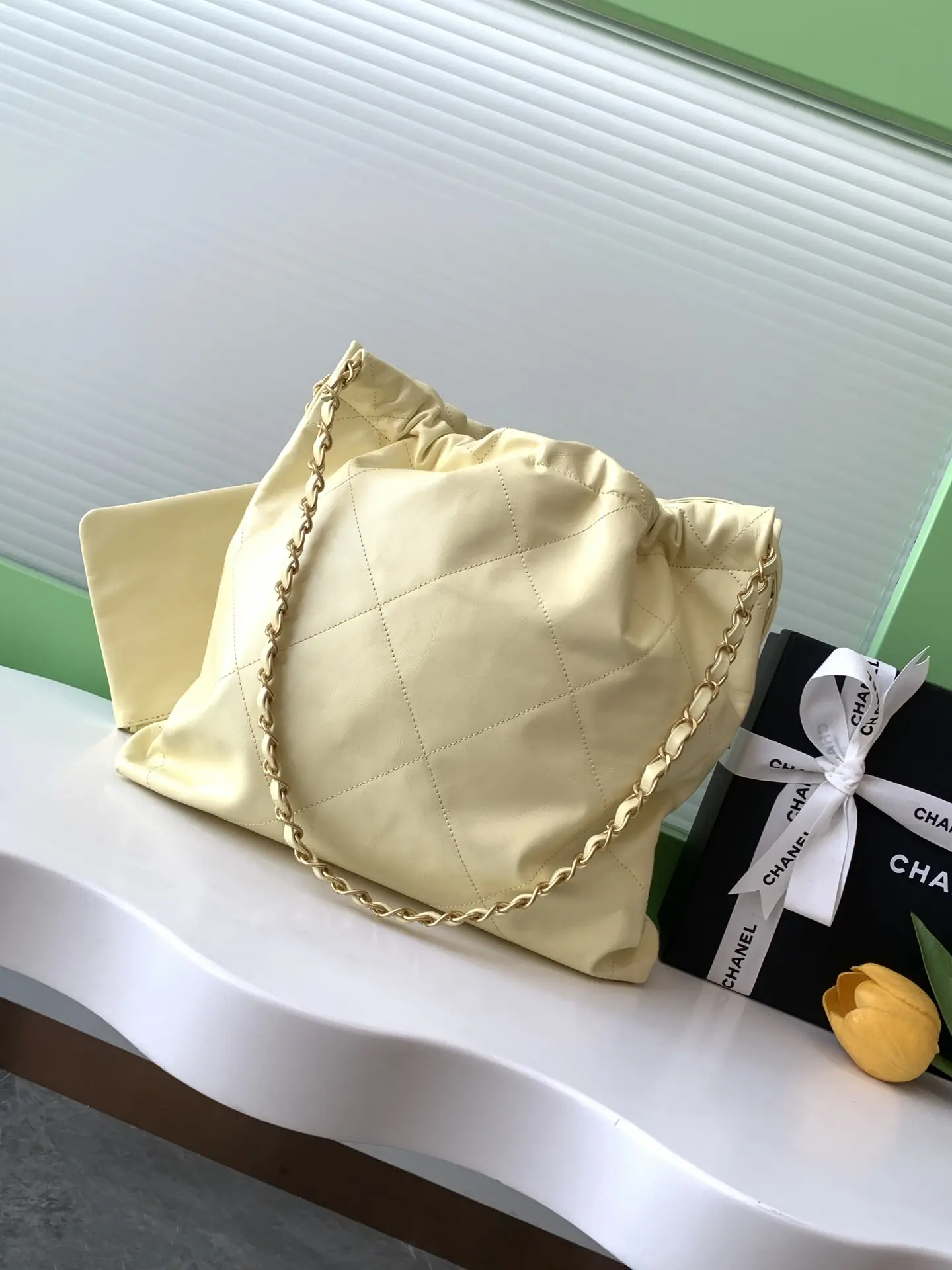 Chanel 22 Small Handbag AS3260 Yellow