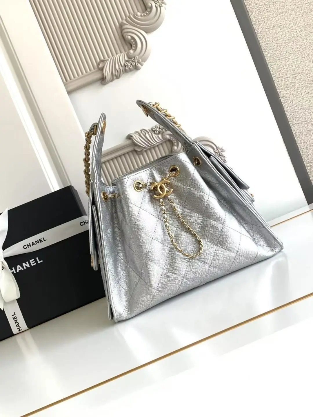 Chanel 25 Small Hobo Bag AS5293 Sliver