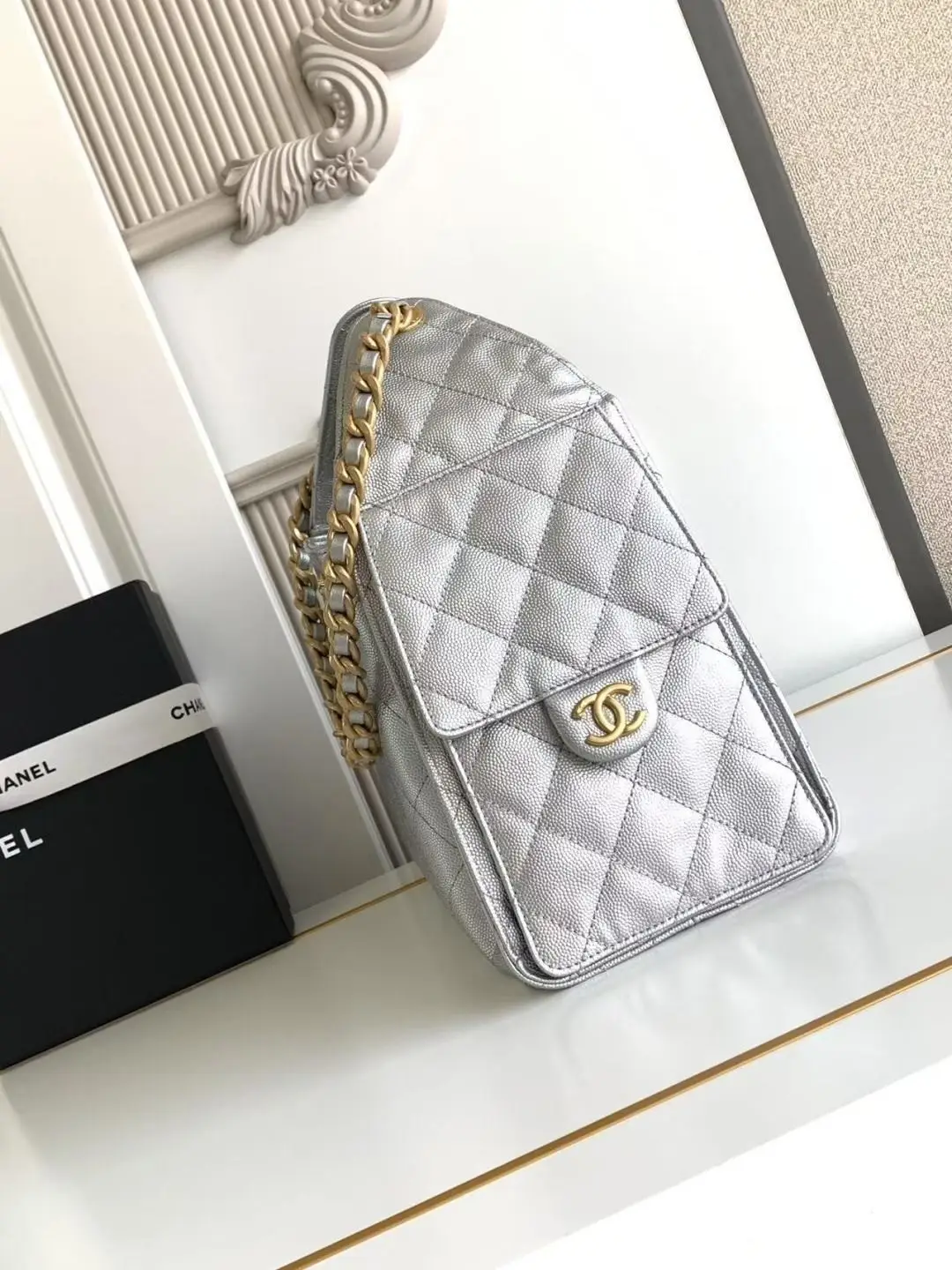 Chanel 25 Small Hobo Bag AS5293 Sliver