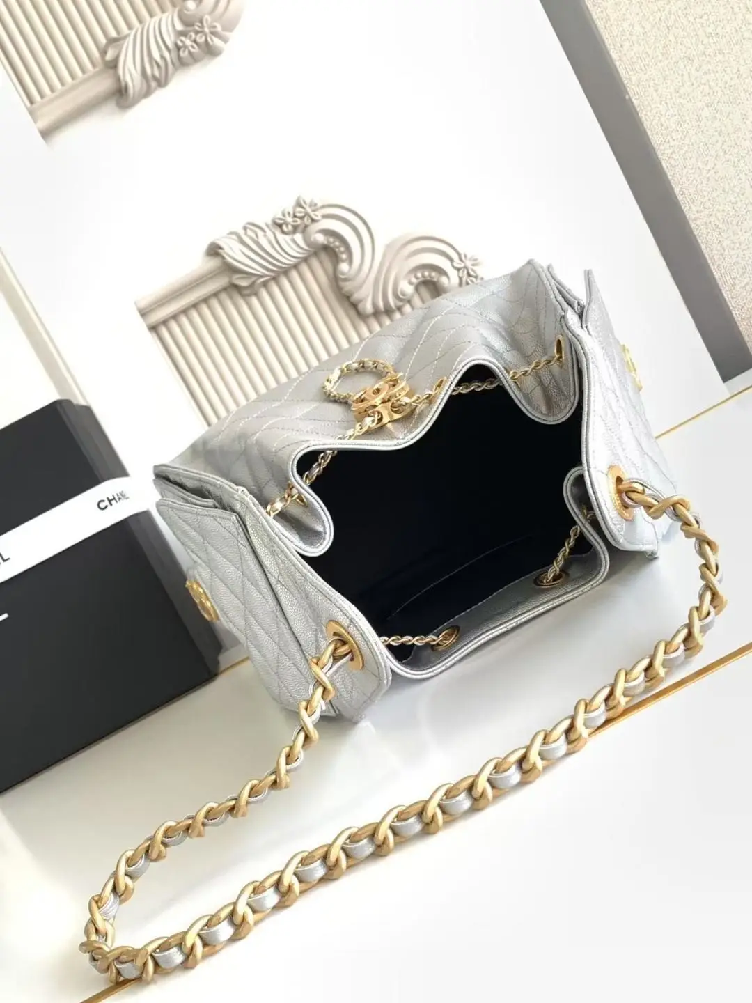 Chanel 25 Small Hobo Bag AS5293 Sliver