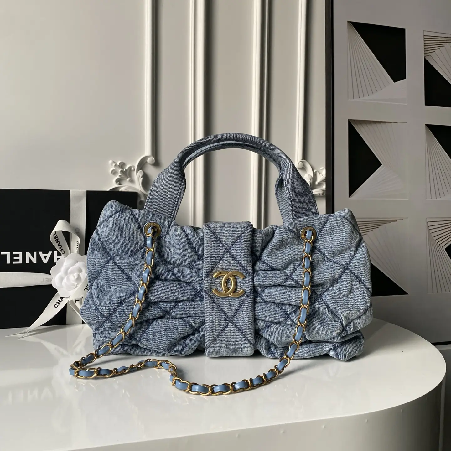Chanel Bow Bag AS5695 Blue Denim