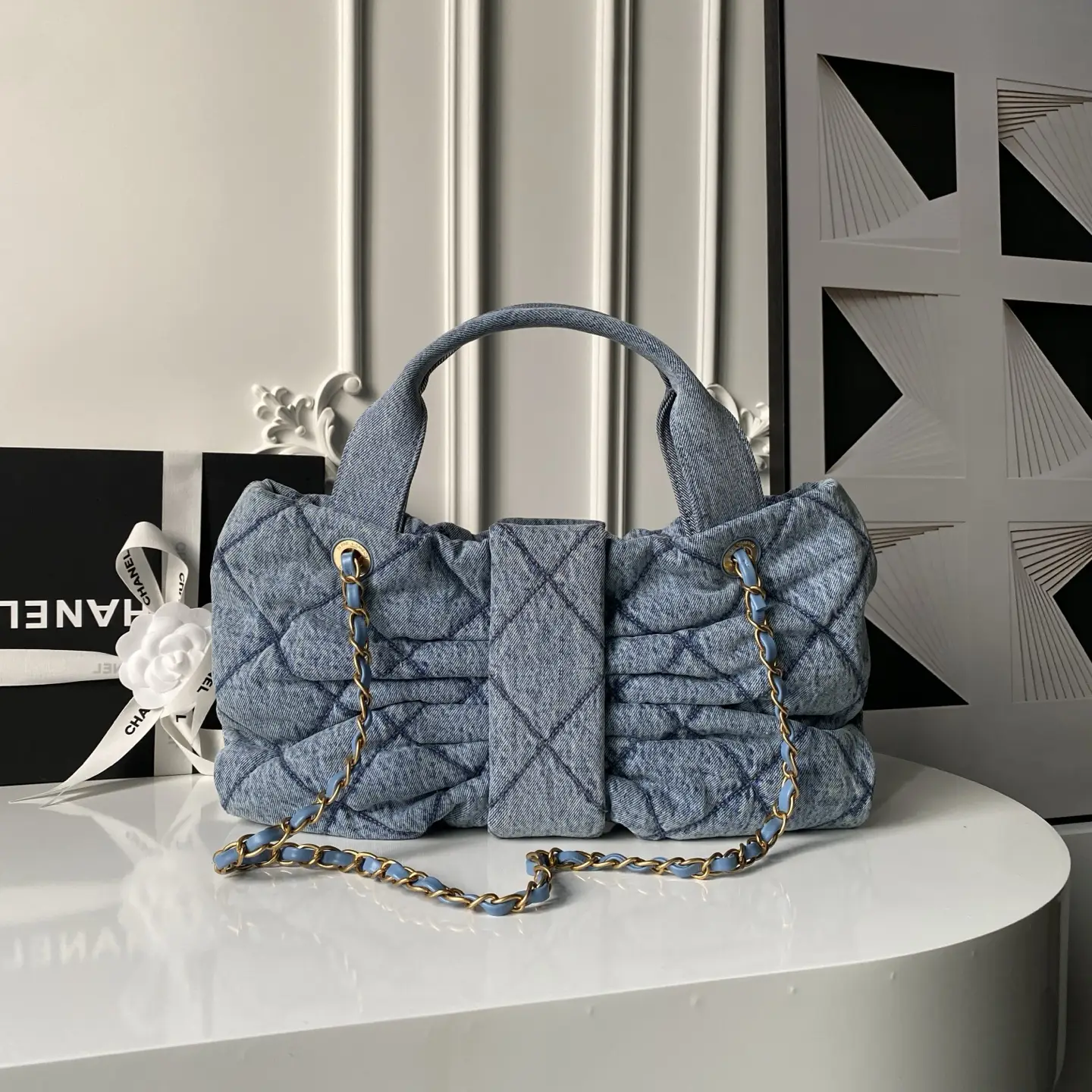 Chanel Bow Bag AS5695 Blue Denim