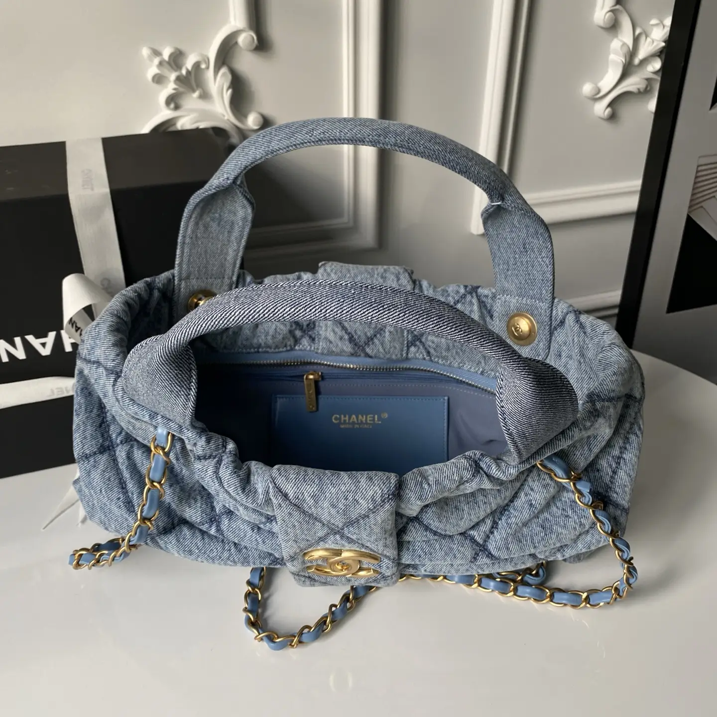 Chanel Bow Bag AS5695 Blue Denim