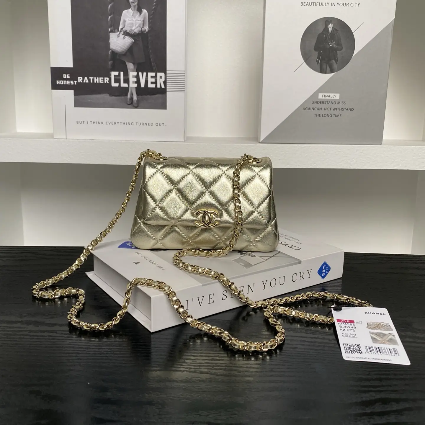 Chanel Clutch With Chain AP4593 Champagne Gold