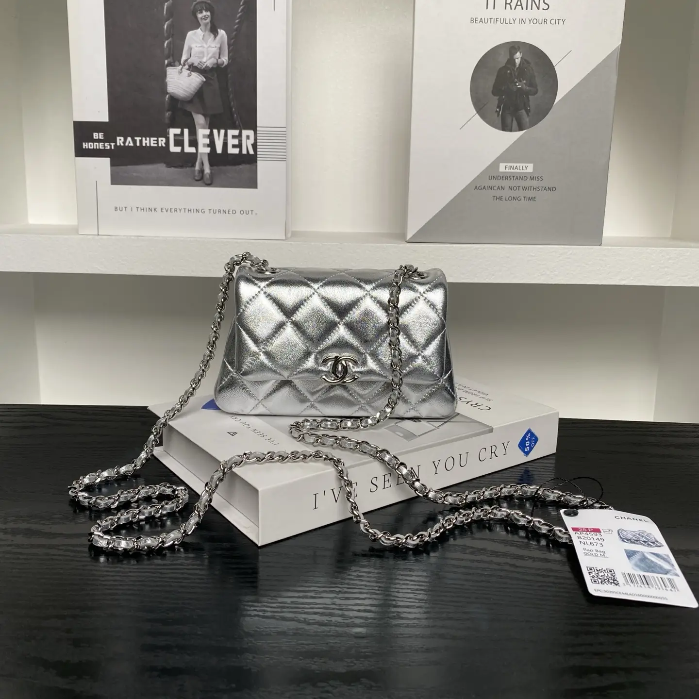 Chanel Clutch With Chain AP4593 Silver