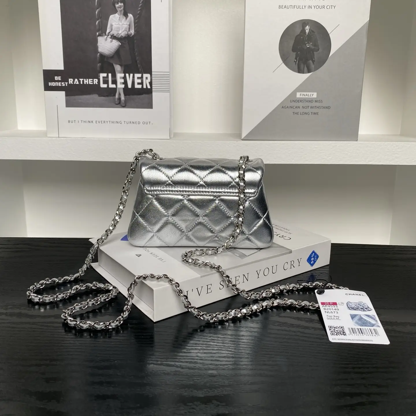 Chanel Clutch With Chain AP4593 Silver