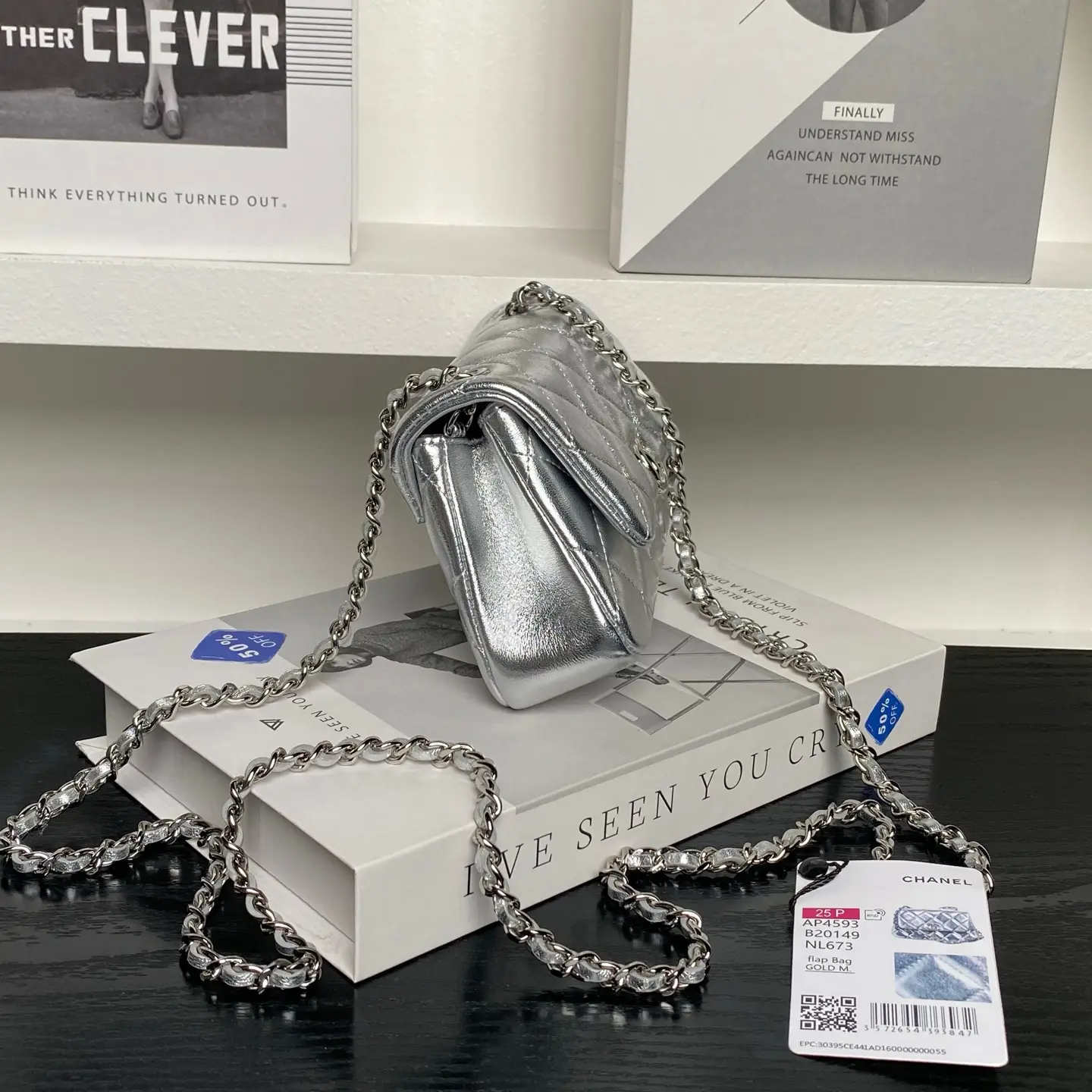 Chanel Clutch With Chain AP4593 Silver