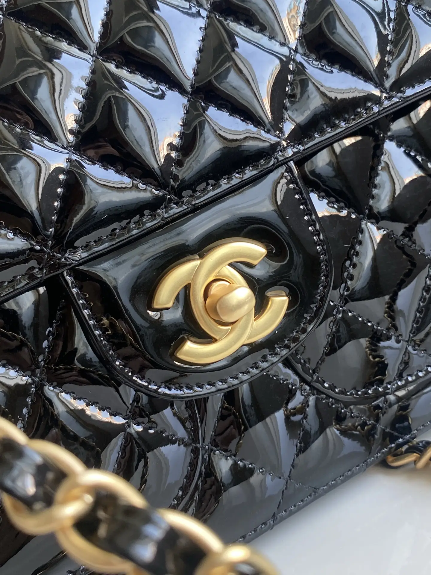 Chanel Flap Bag Double Pocket AS5695 Black Patent Leather