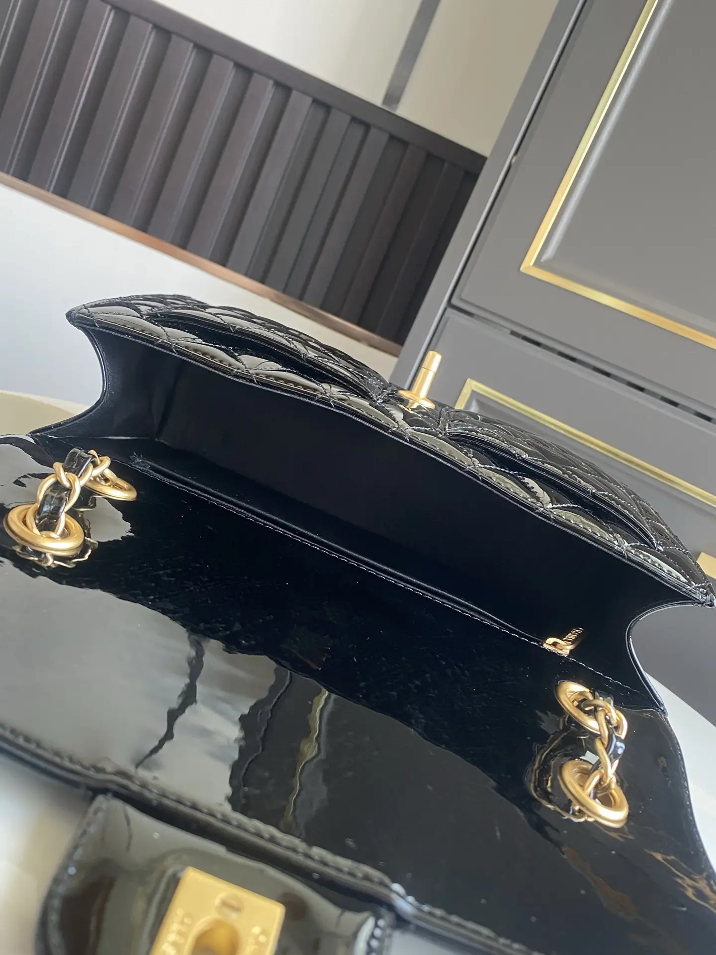 Chanel Flap Bag Double Pocket AS5695 Black Patent Leather