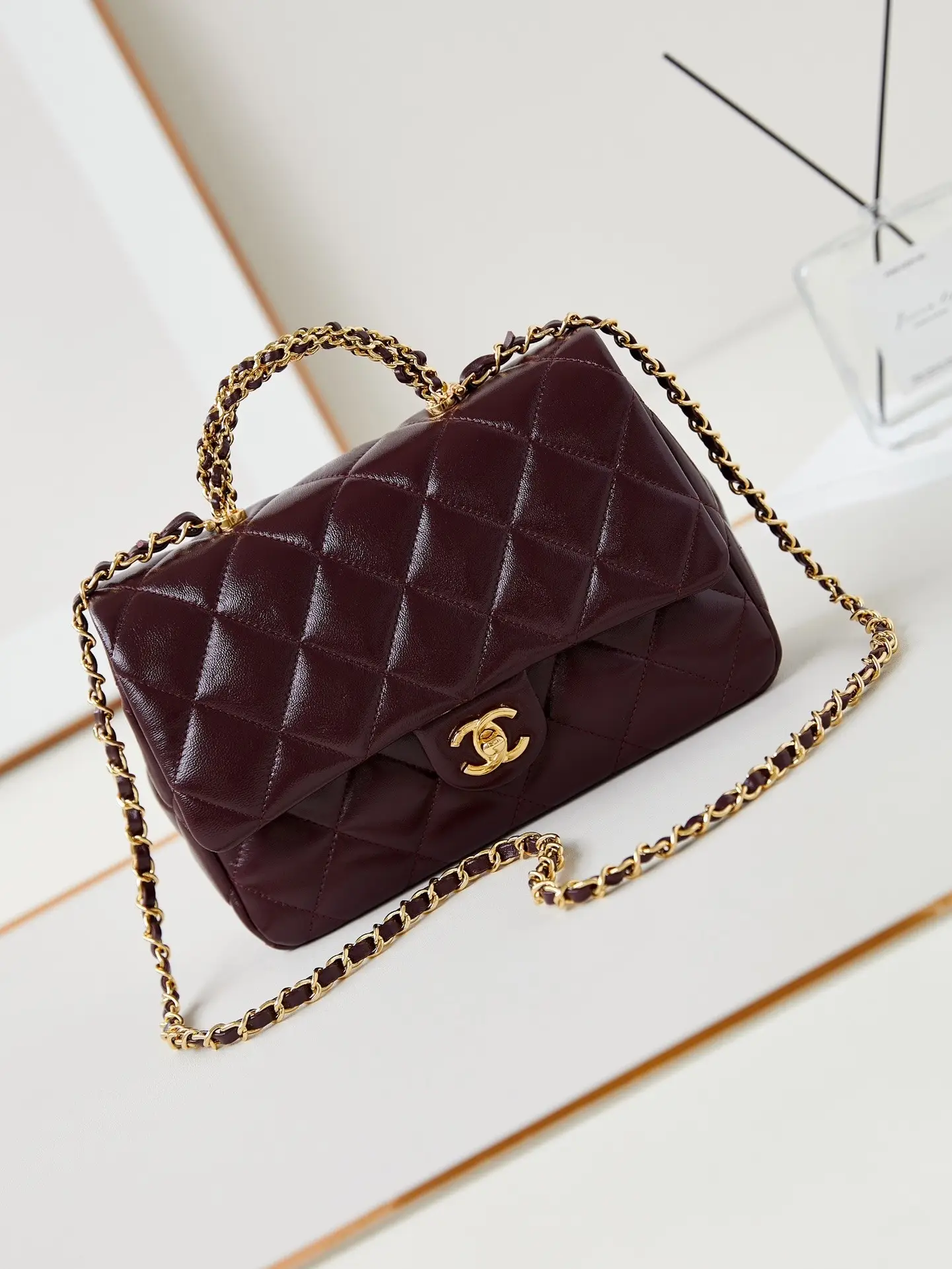 Chanel Handle Flap Bag AS5043 Burgundy