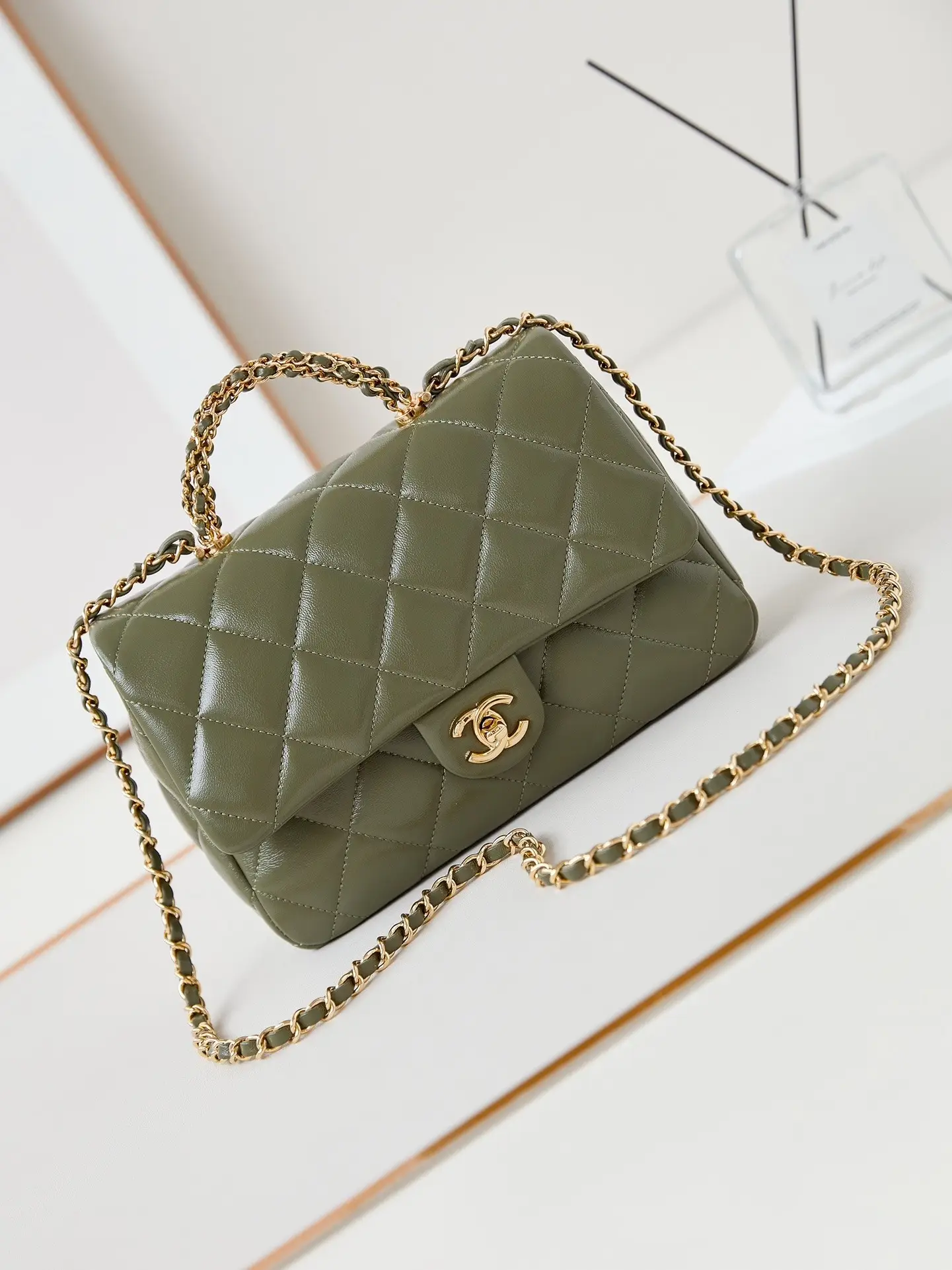 Chanel Handle Flap Bag AS5043 Olive Green