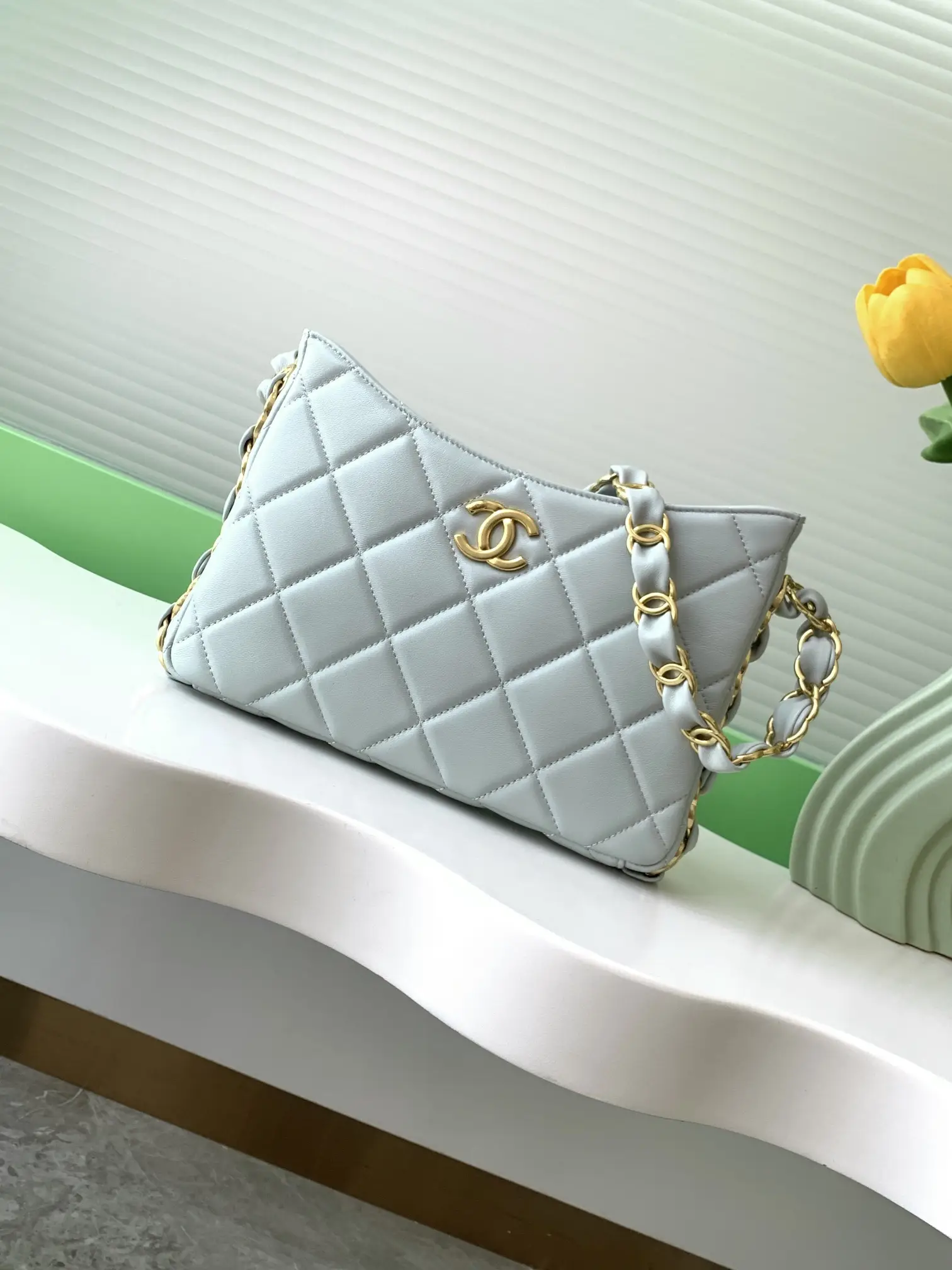 Chanel Hobo Handbag AS5177 Light Blue