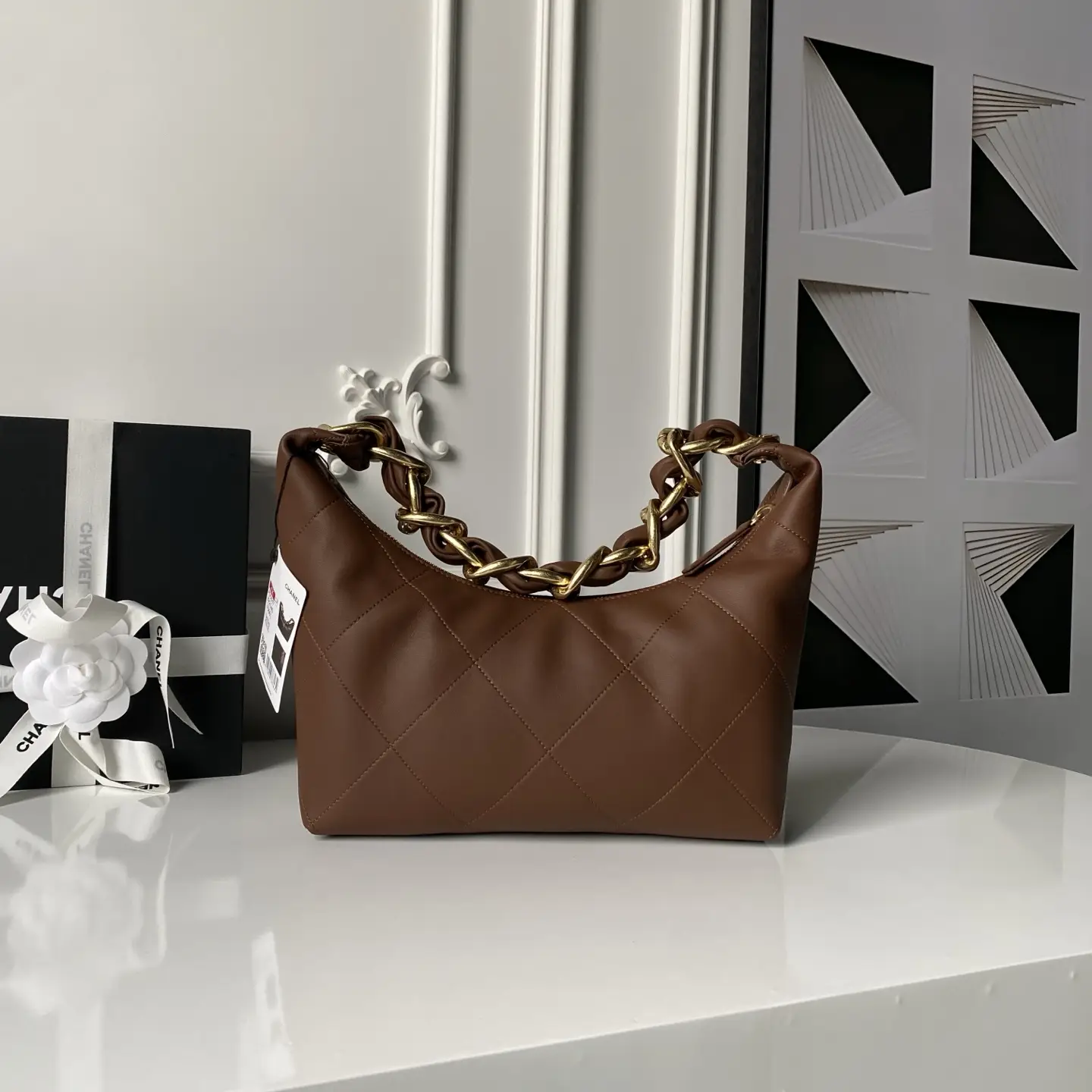 Chanel Hobo Handbag AS5837 Brown