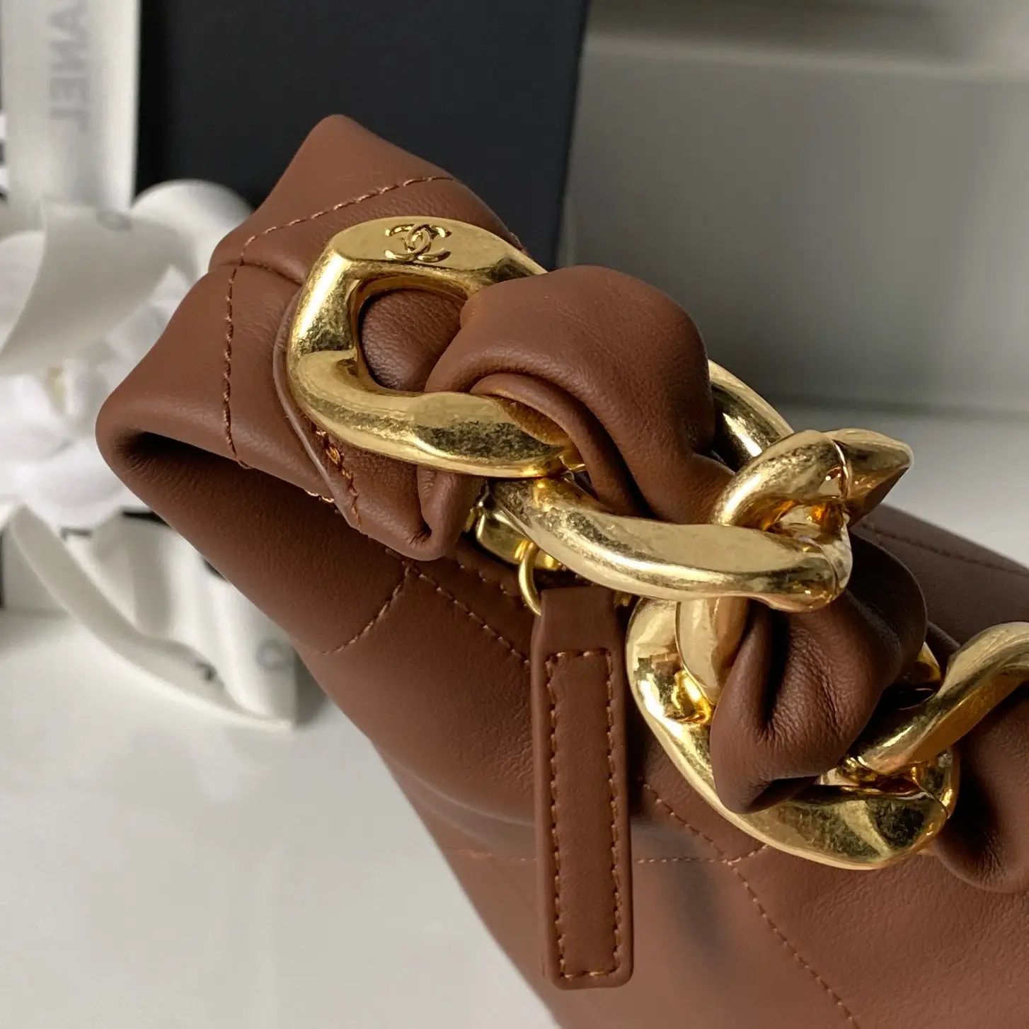 Chanel Hobo Handbag AS5837 Brown