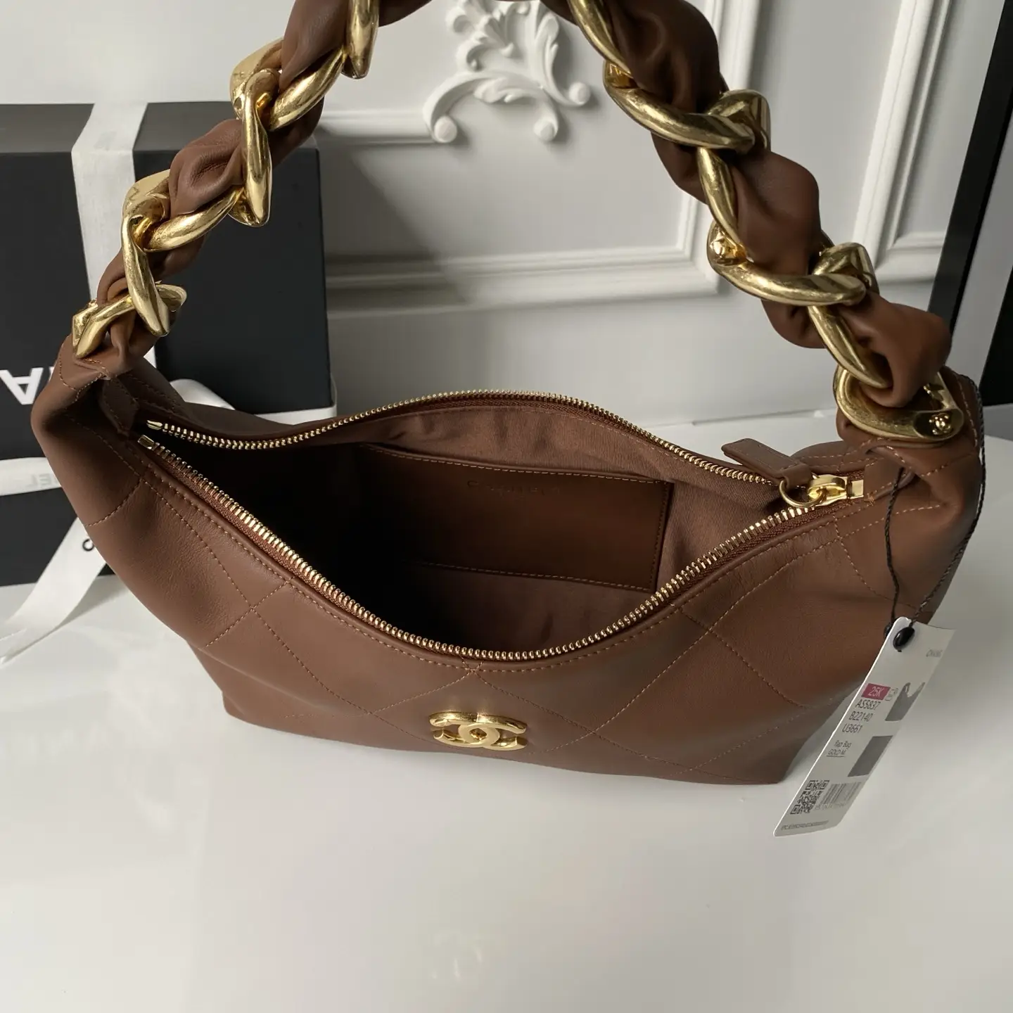 Chanel Hobo Handbag AS5837 Brown