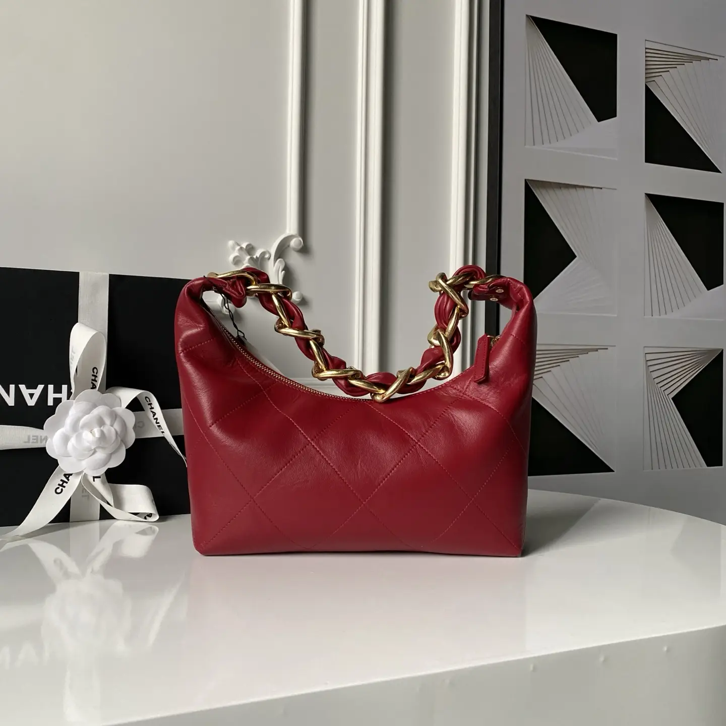 Chanel Hobo Handbag AS5837 Red 