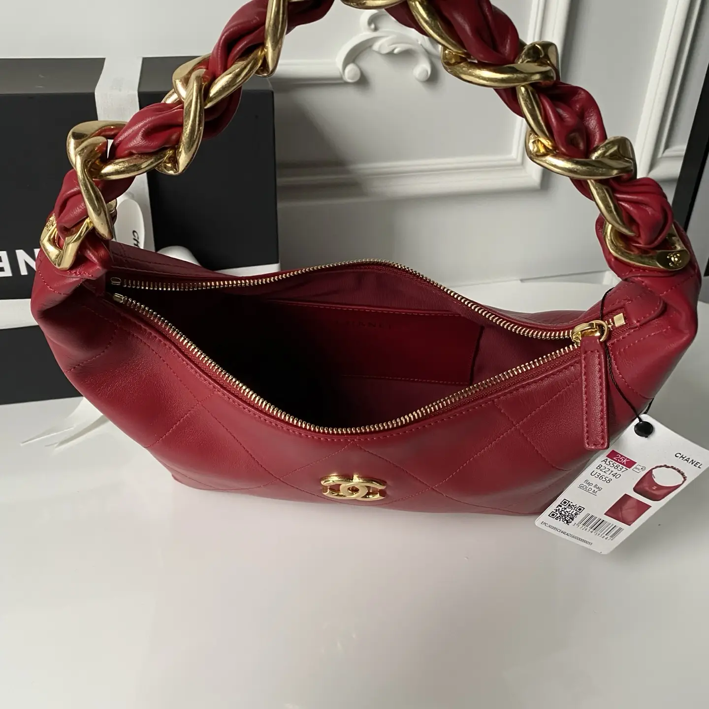 Chanel Hobo Handbag AS5837 Red 