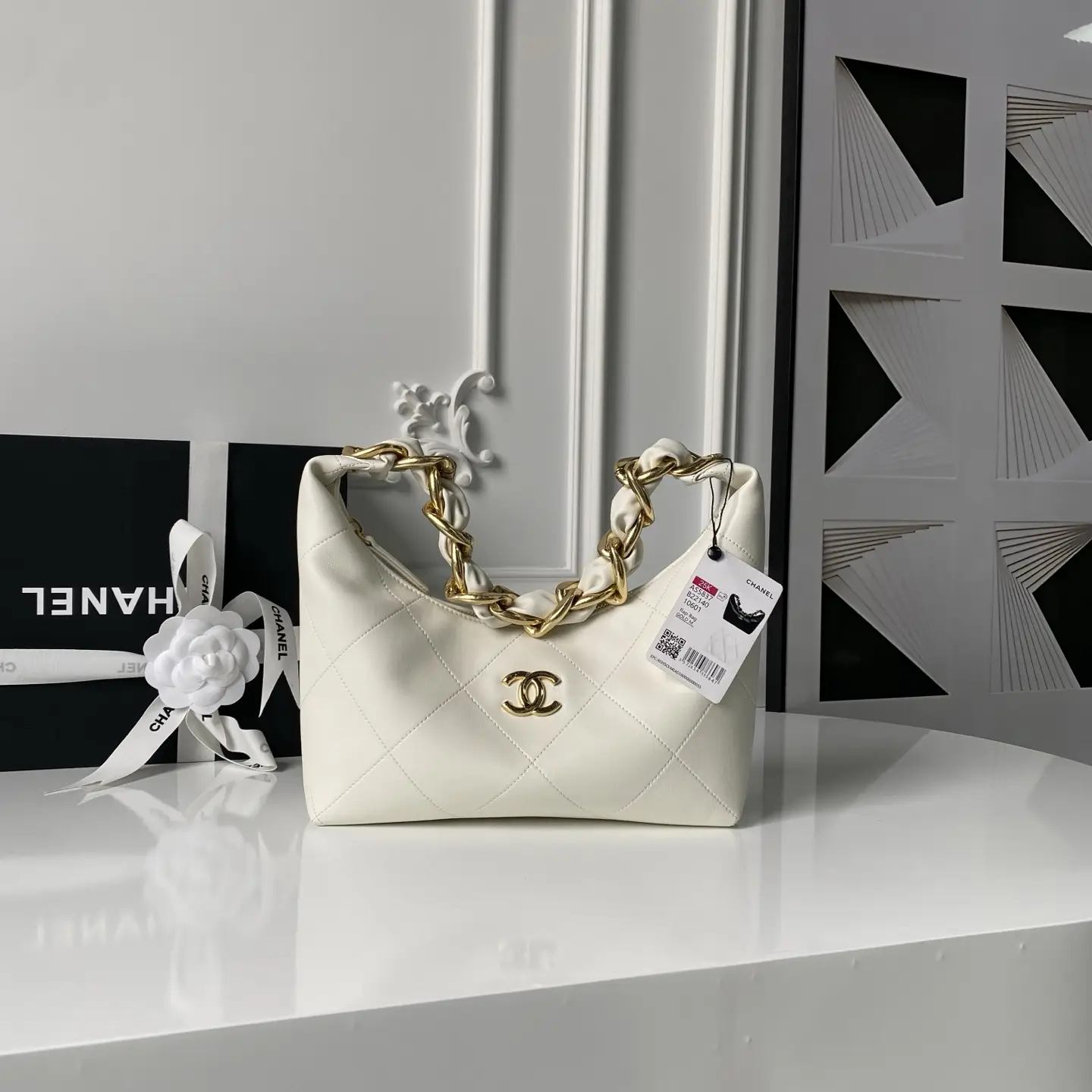 Chanel Hobo Handbag AS5837 White