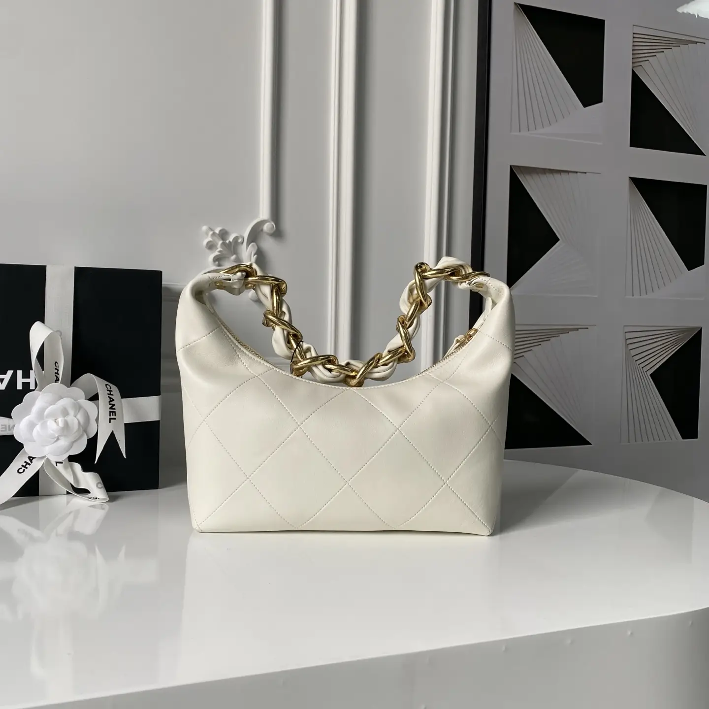 Chanel Hobo Handbag AS5837 White