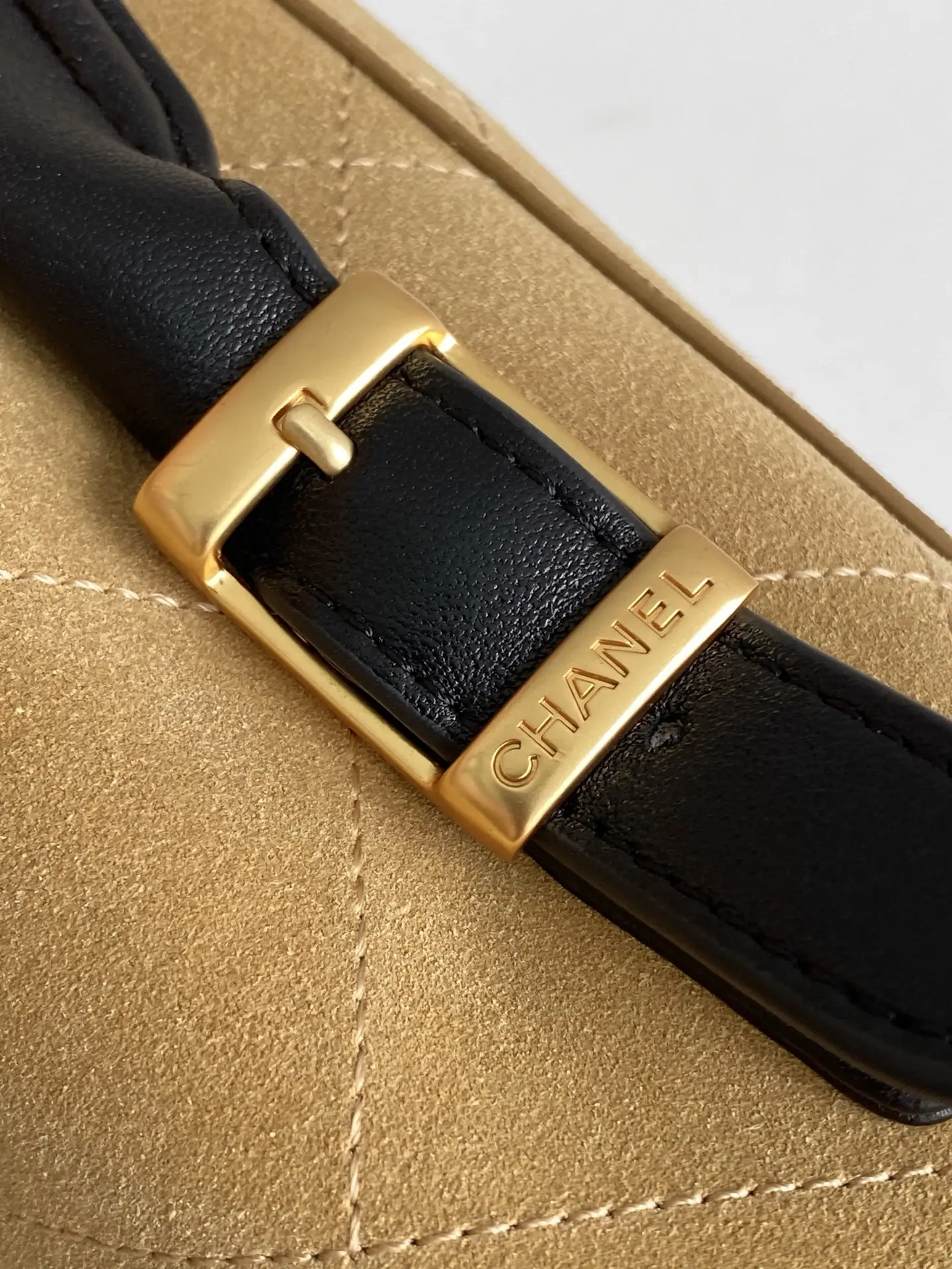 Chanel Large Flap Bag With Top Handle Beige & Black