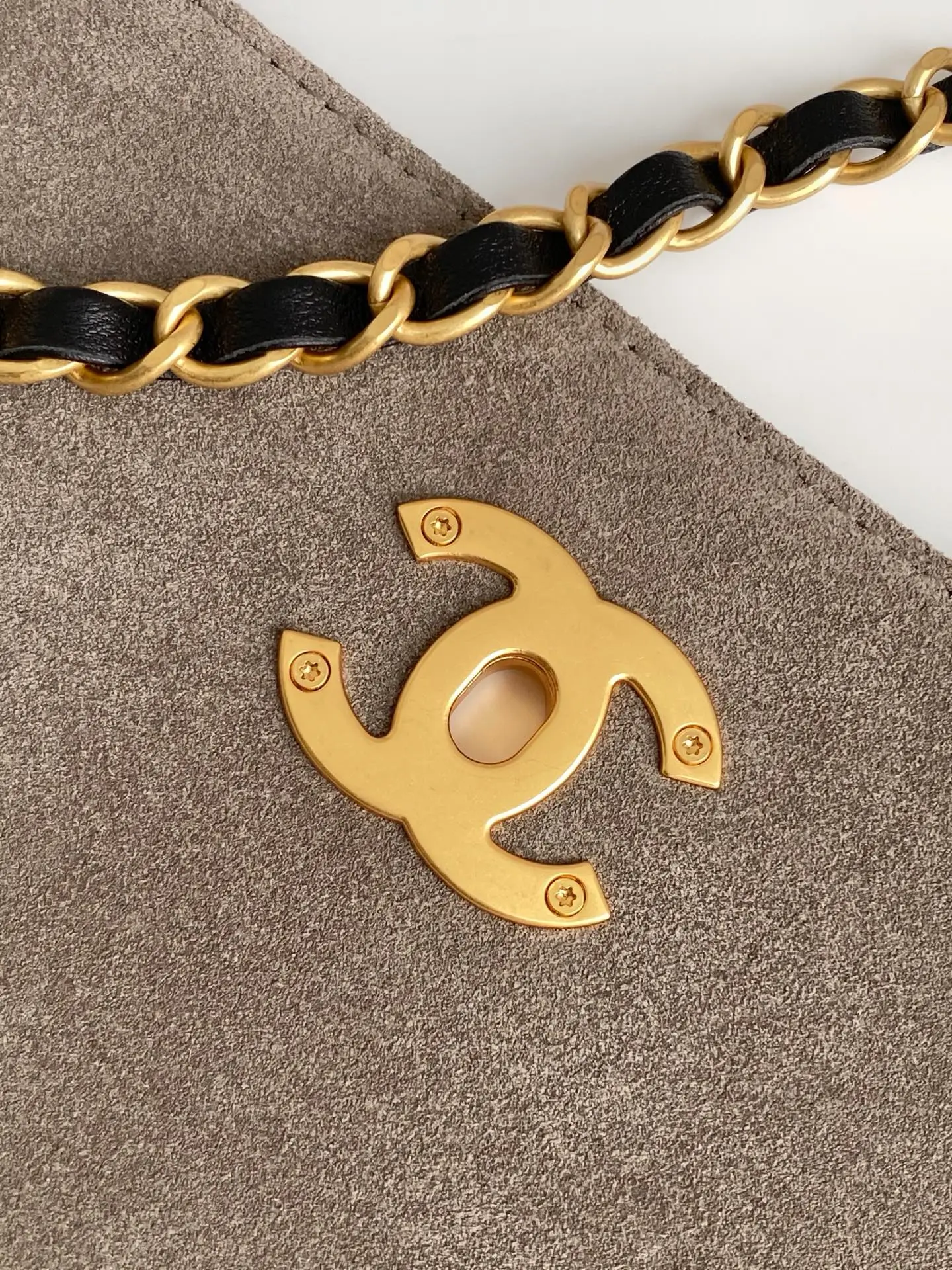 Chanel Large Flap Bag With Top Handle Gray & Black