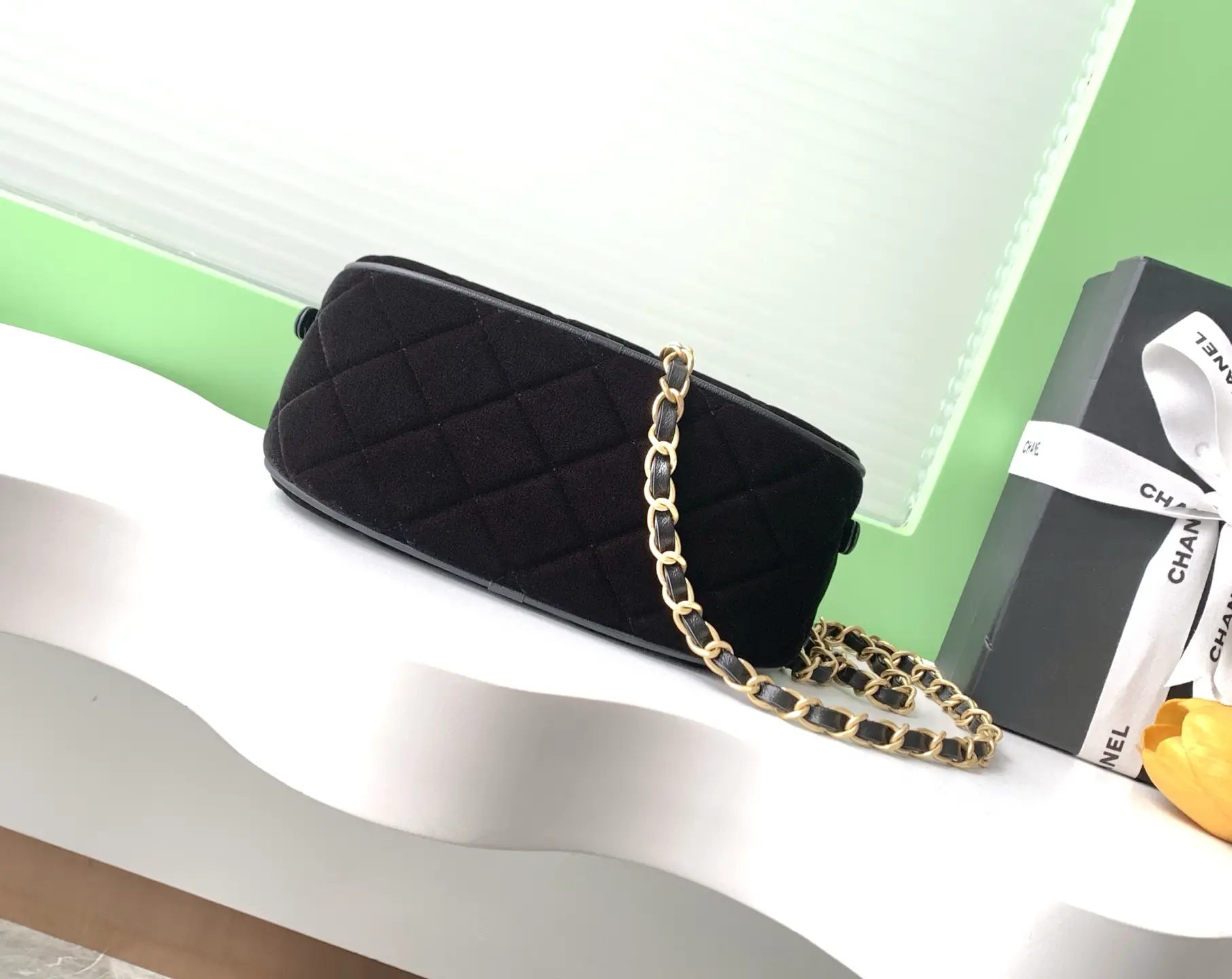 Chanel Mini Bowling Bag AS5572 Black Velvet