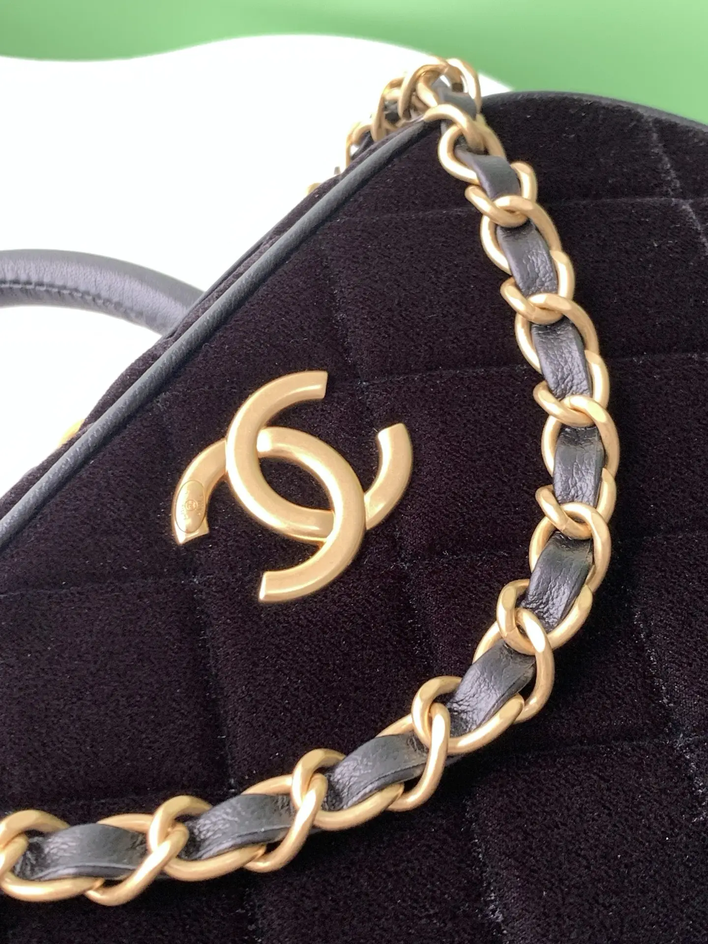 Chanel Mini Bowling Bag AS5572 Black Velvet