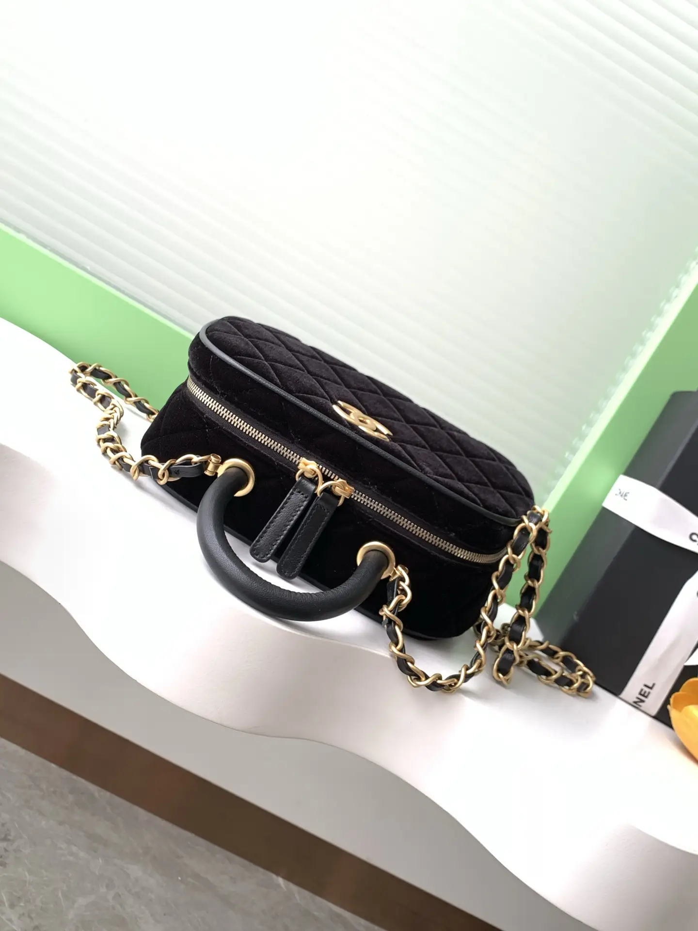 Chanel Mini Bowling Bag AS5572 Black Velvet