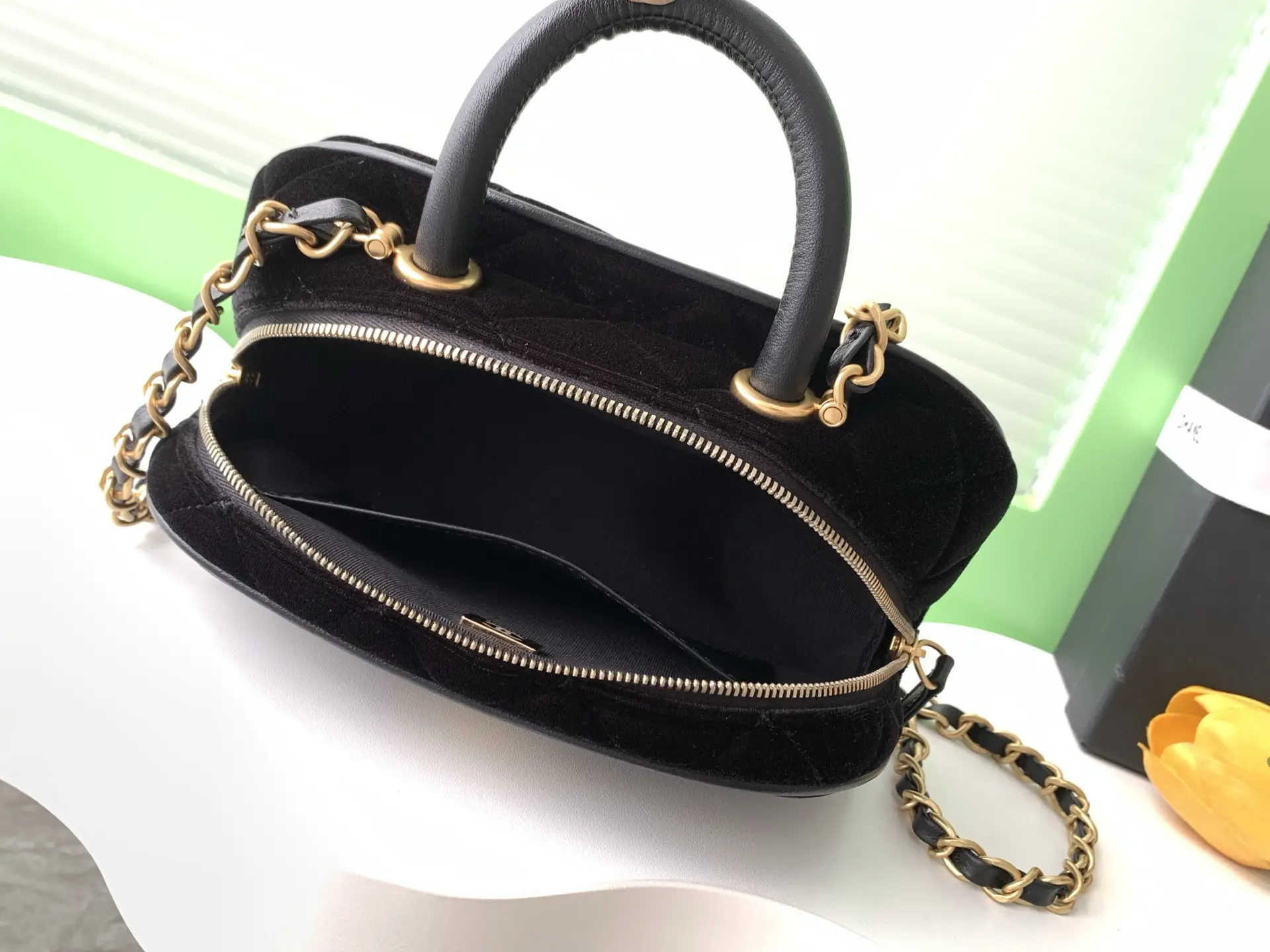 Chanel Mini Bowling Bag AS5572 Black Velvet