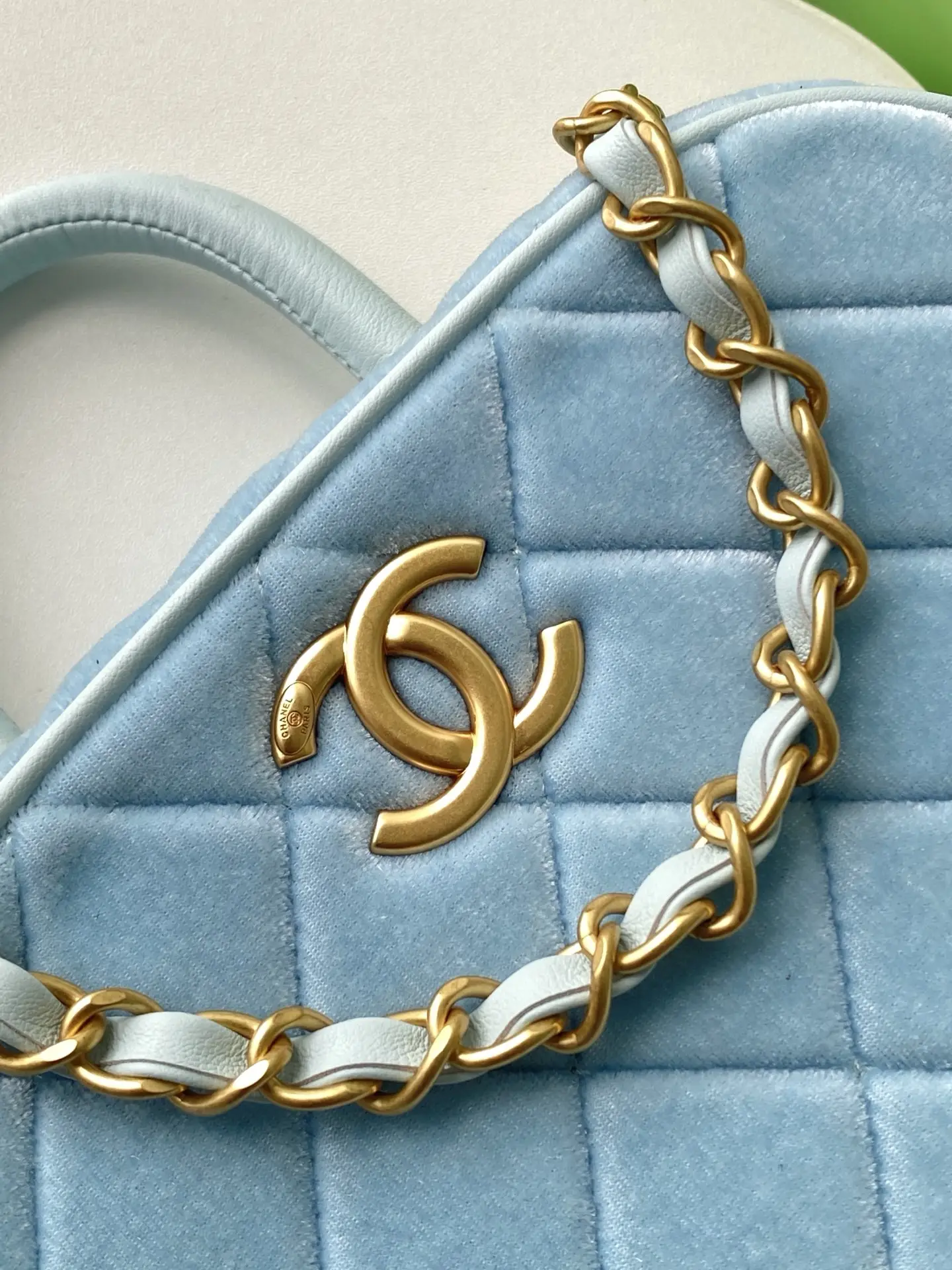 Chanel Mini Bowling Bag AS5572 Blue Velvet