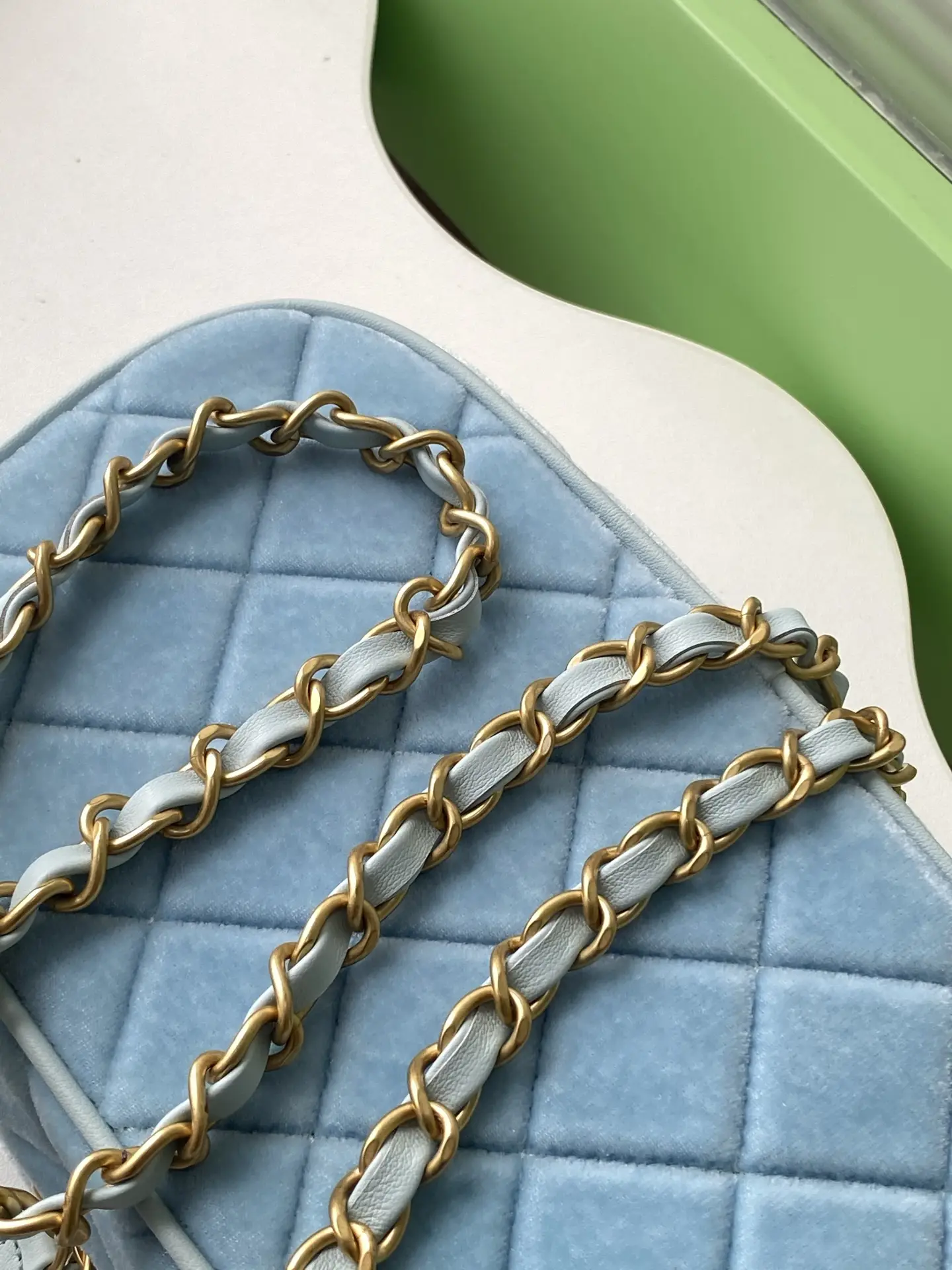 Chanel Mini Bowling Bag AS5572 Blue Velvet