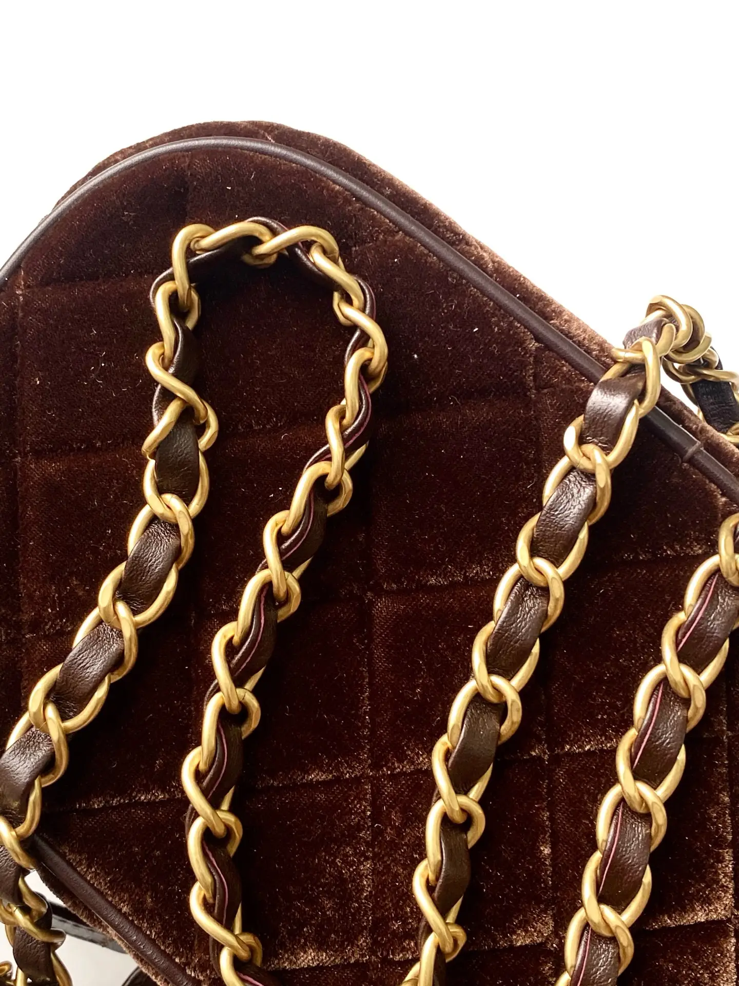 Chanel Mini Bowling Bag AS5572 Brown Velvet