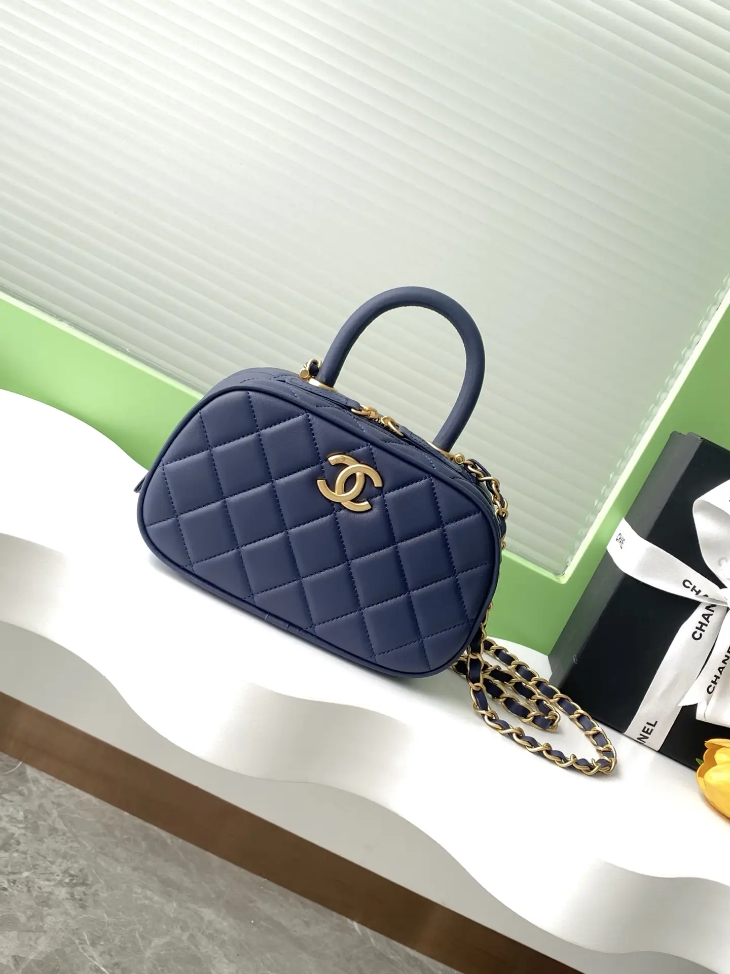 Chanel Mini Bowling Bag AS5572 Dark Blue
